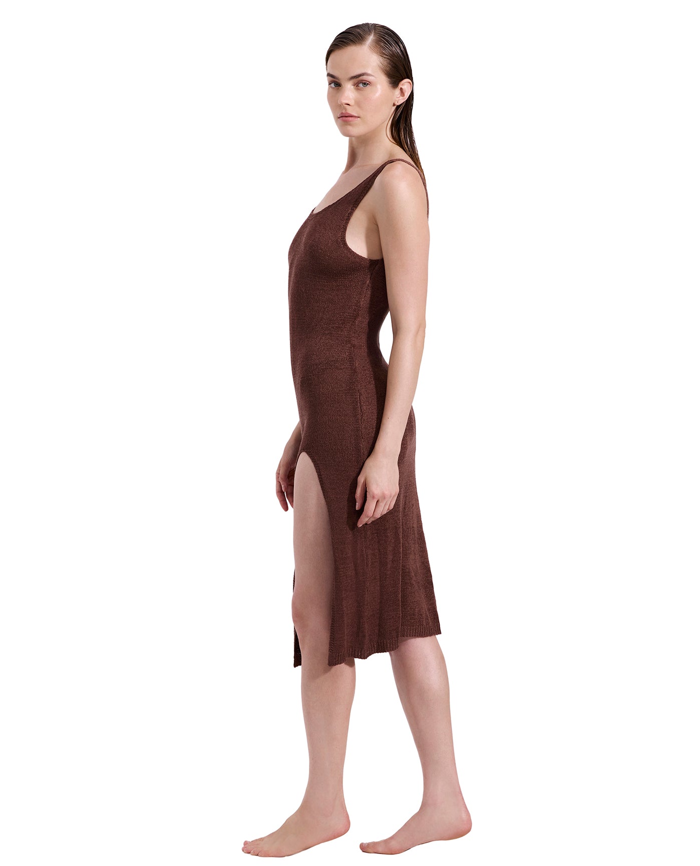 Isla Knit Dress Cover-Up -Brown