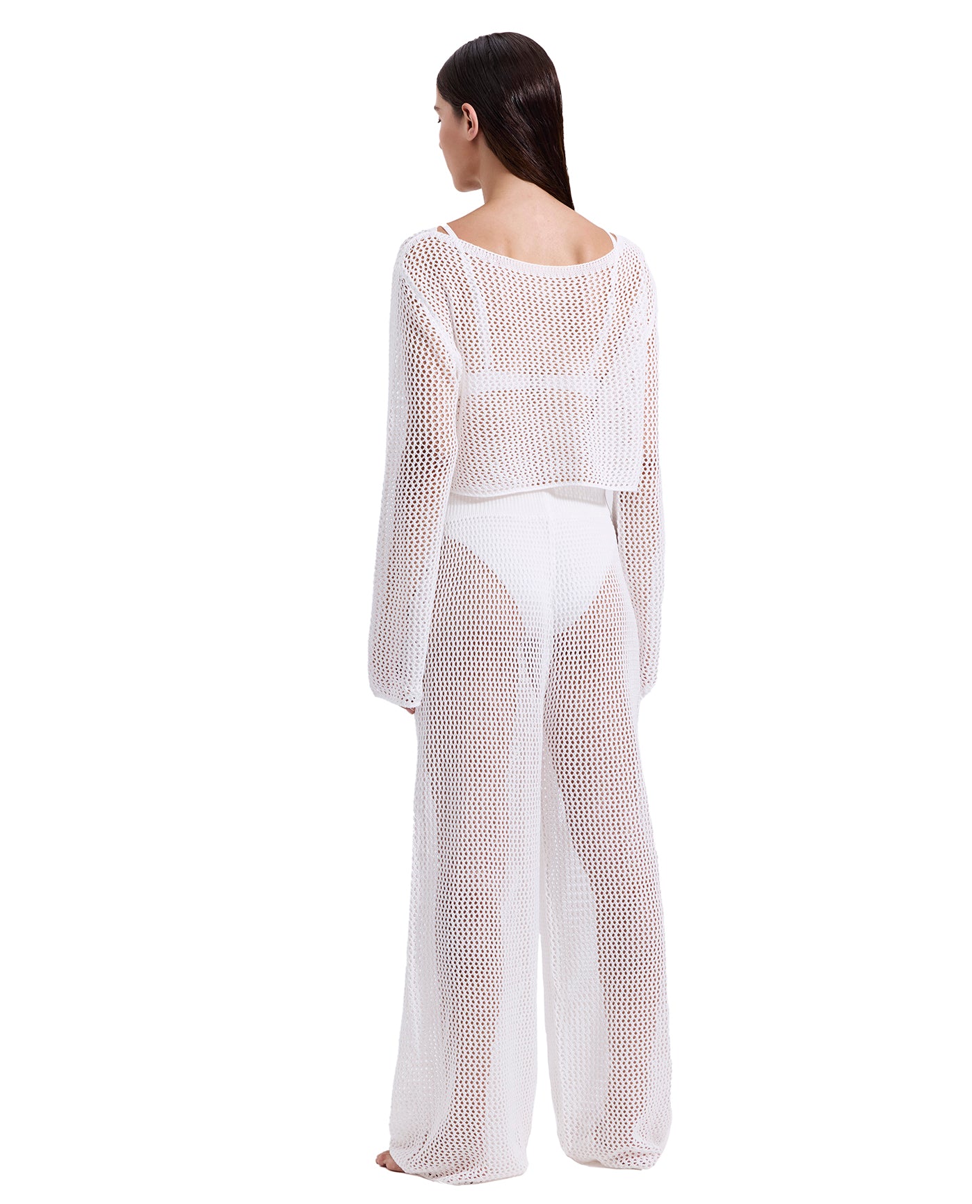 Monaco Net Crochet Crop Top Cover-Up-Off-white
