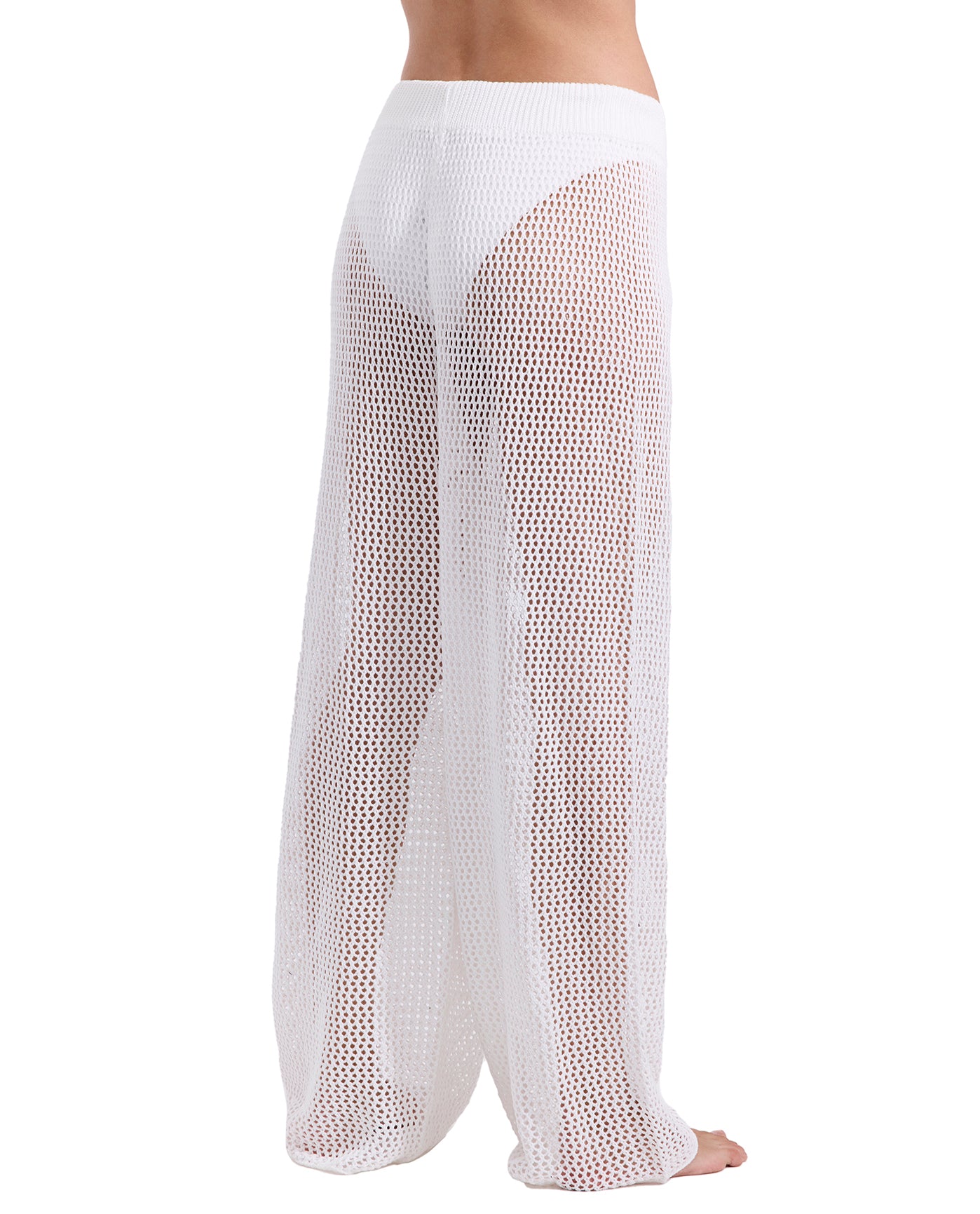 Monaco Net Crochet High Waist Beach Pant Cover-Up-Off-white