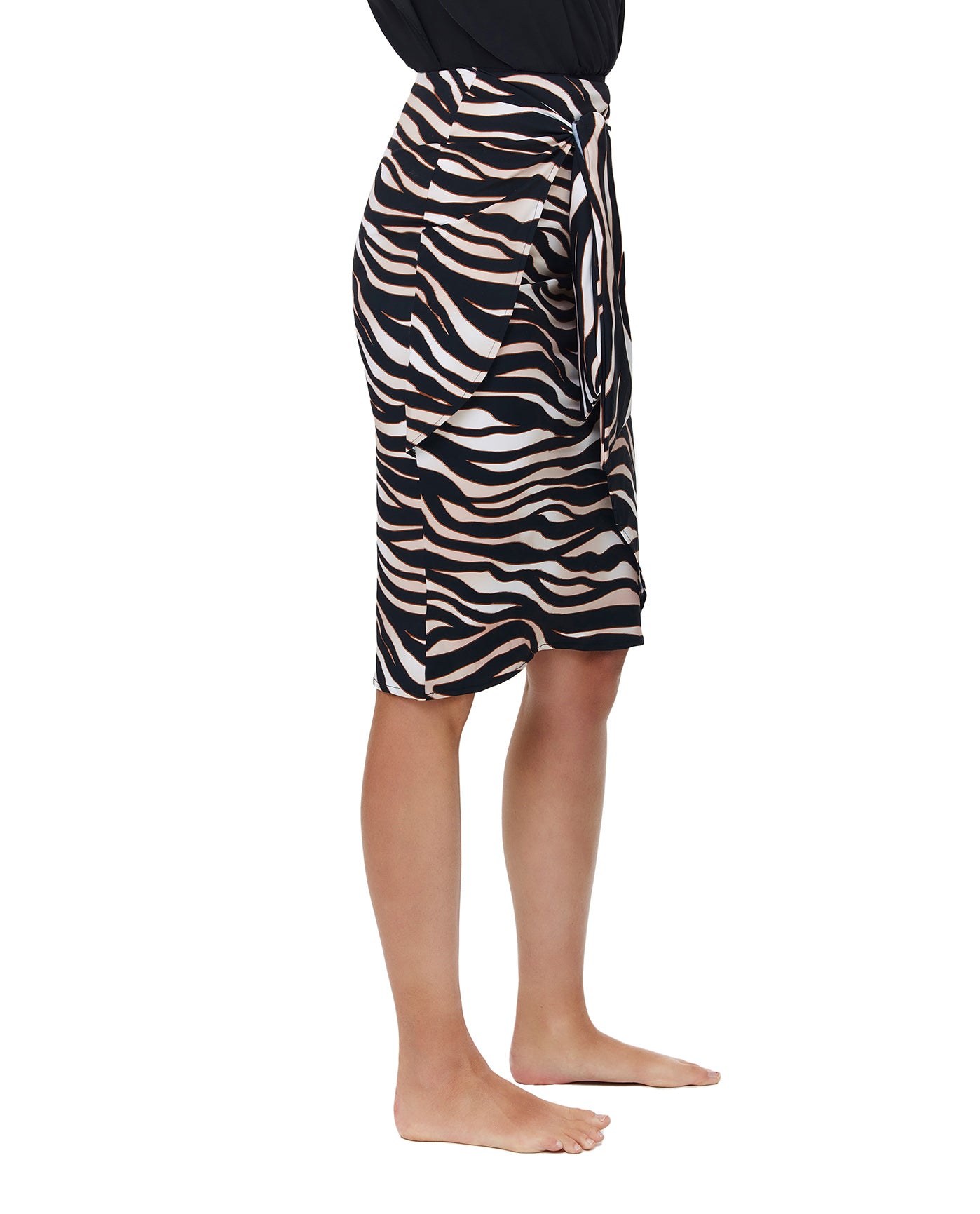 Modest Faux Wrap Skirt with Tie-Safari