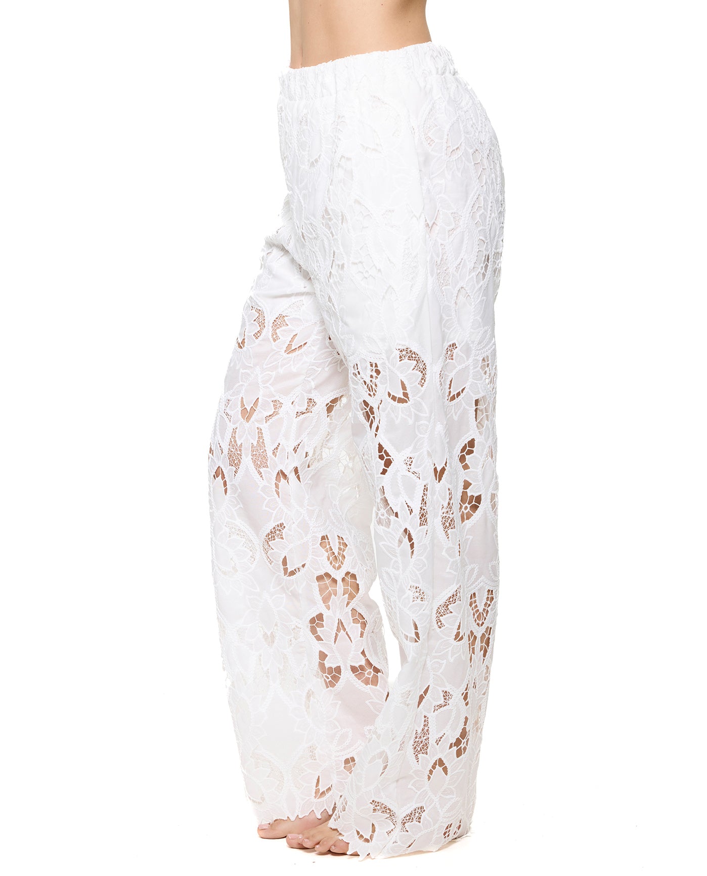 Guipure Lace Beach Pant Cover-Up-White