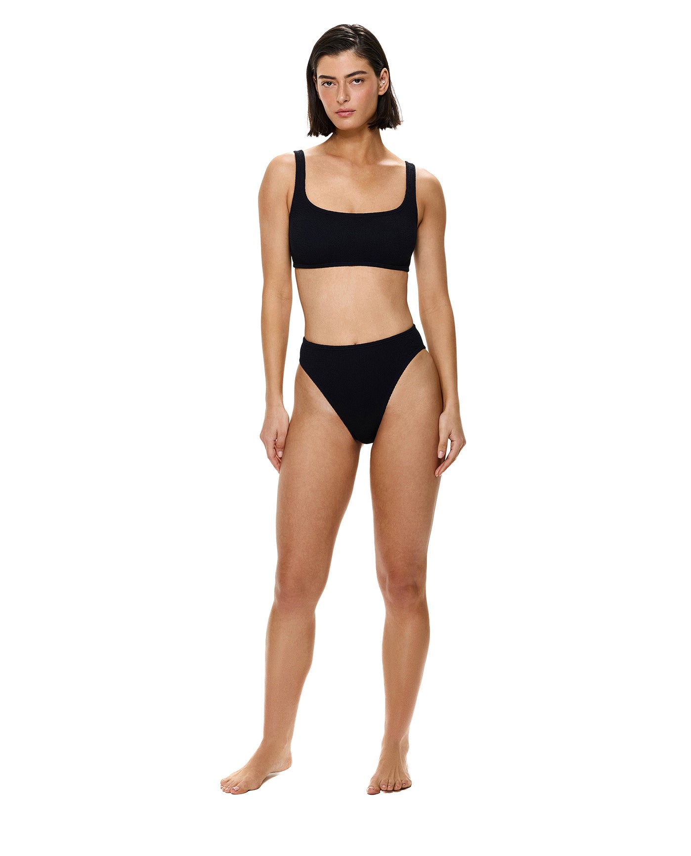 Tubular Square Neck Bikini Top-Black