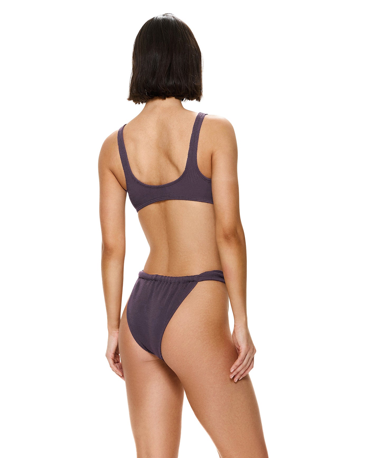Tubular Ring Detail Bikini Top-Aubergine
