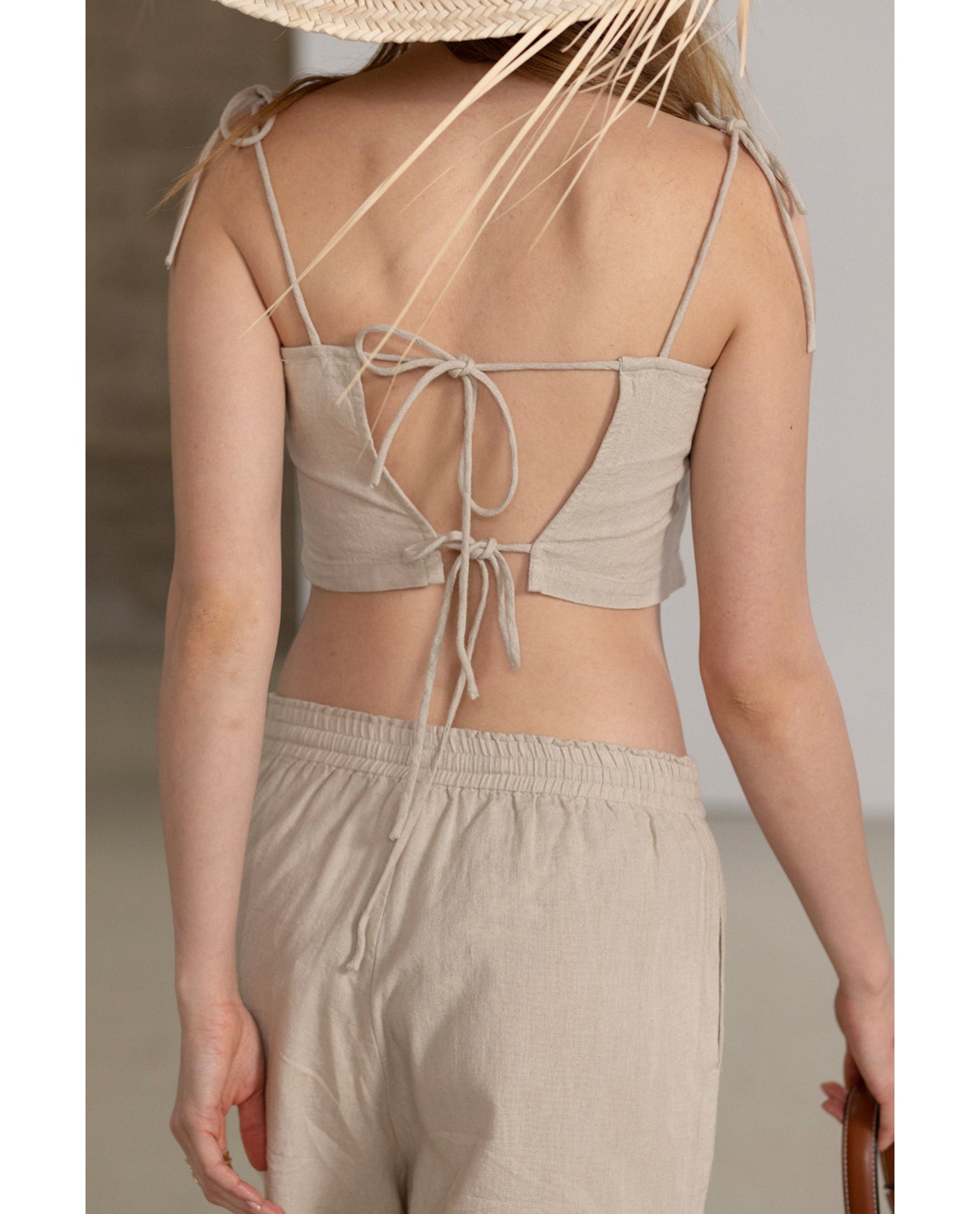 Resort Tie Swim Cover Up Top-Natural