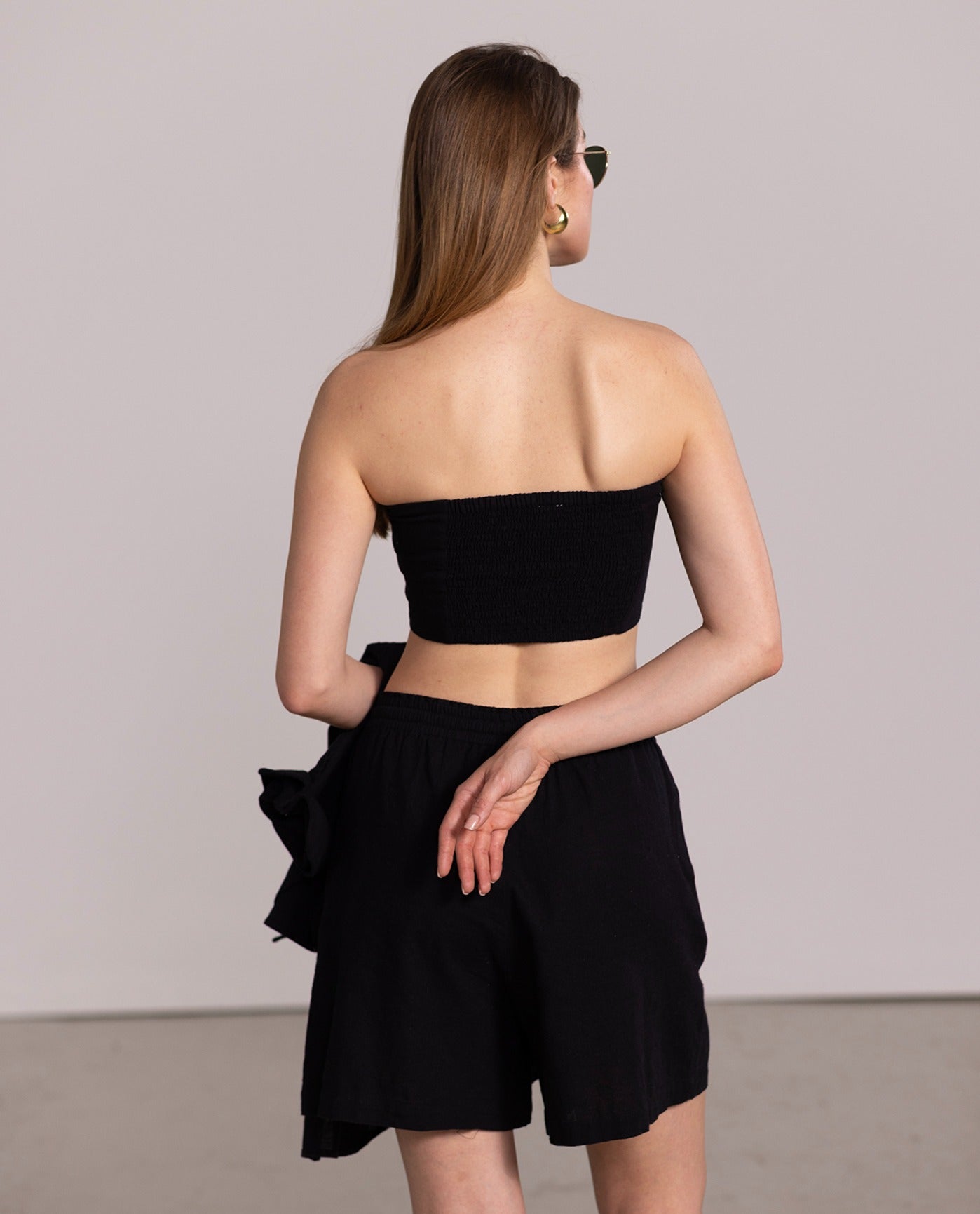 Back View Of Gottex Beach Life Bermuda Cover Up Shorts | Black