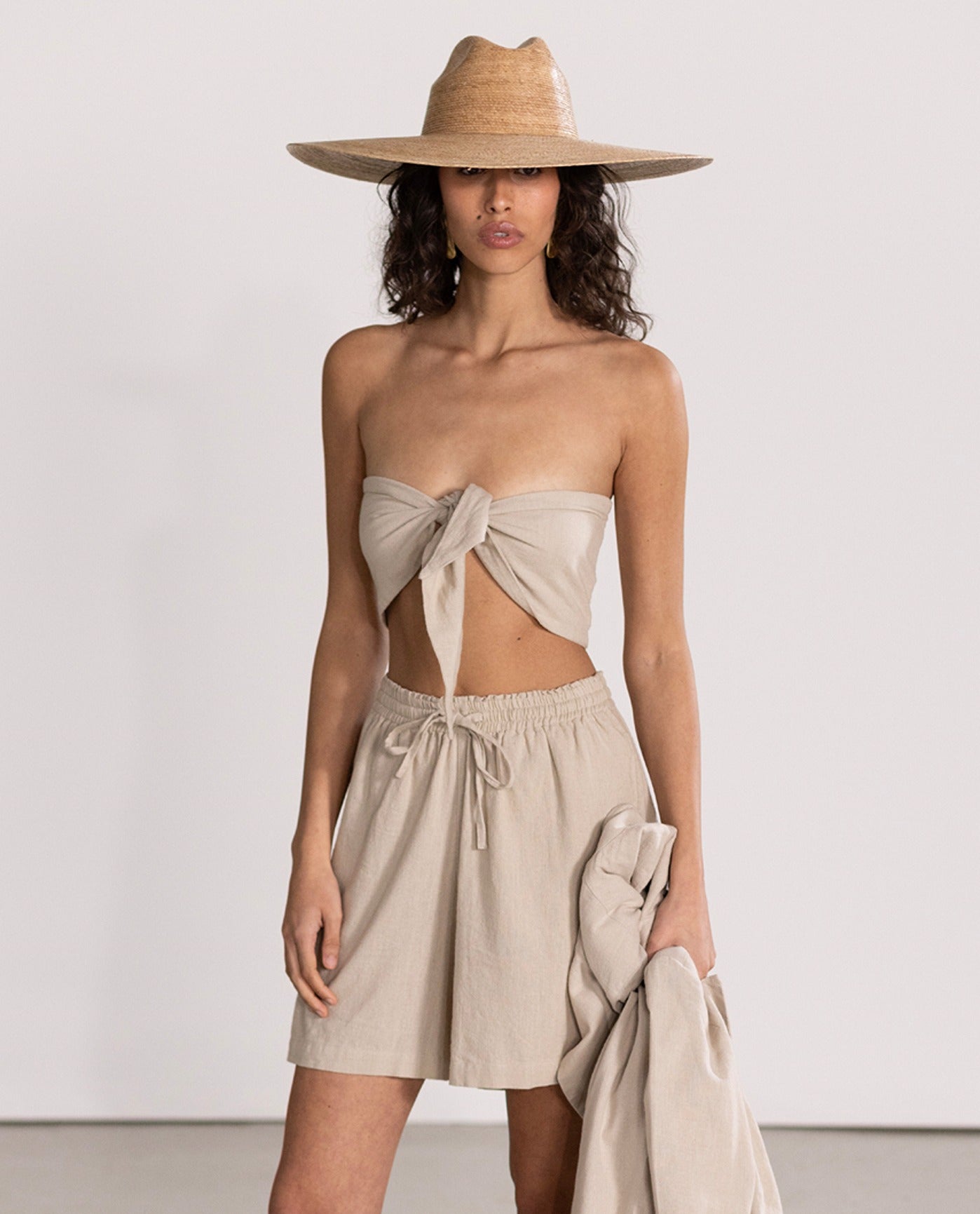 Front View Of Gottex Beach Life Bermuda Cover Up Shorts | Natural