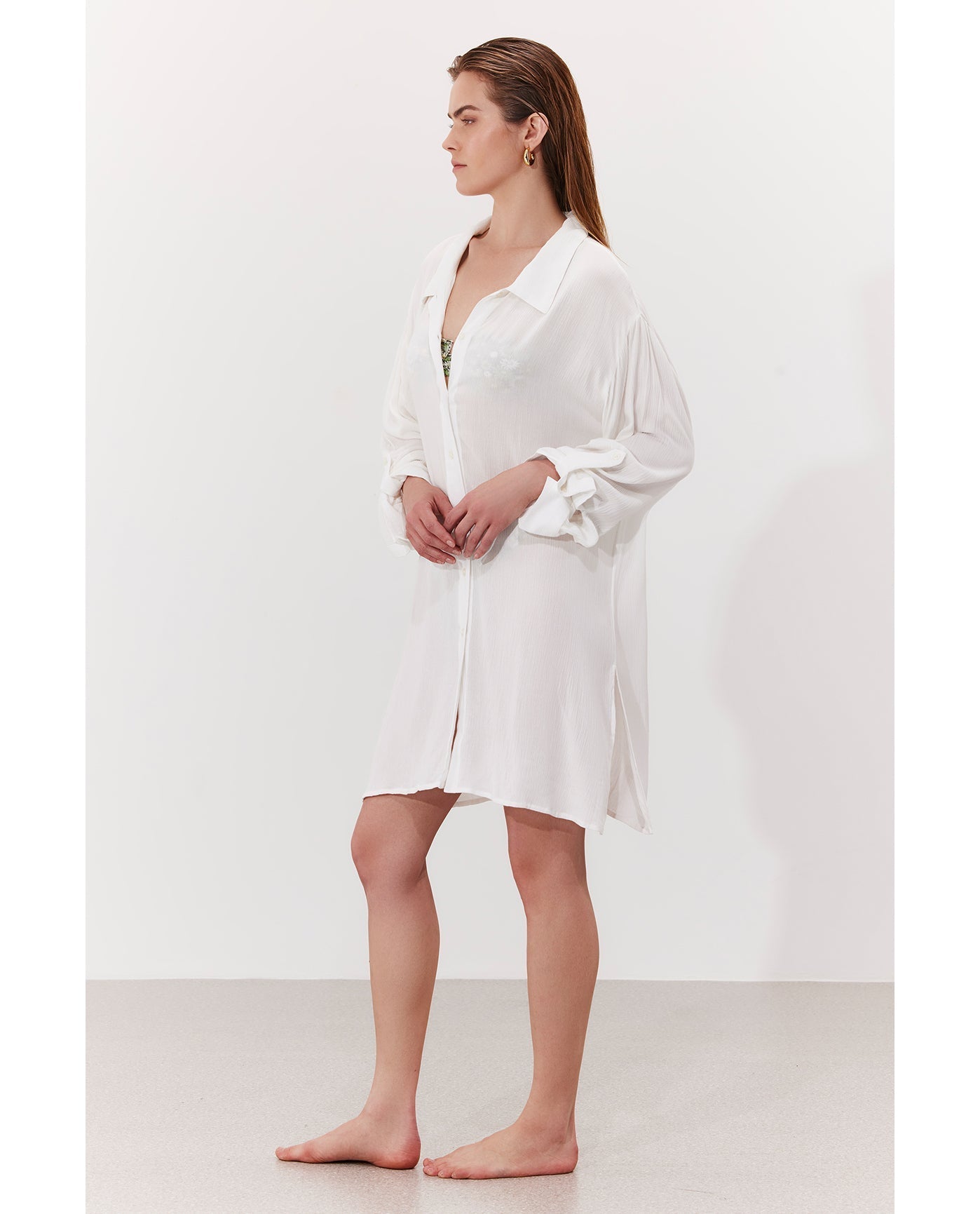 Solena Crêpe Shirt Dress Cover-Up | White