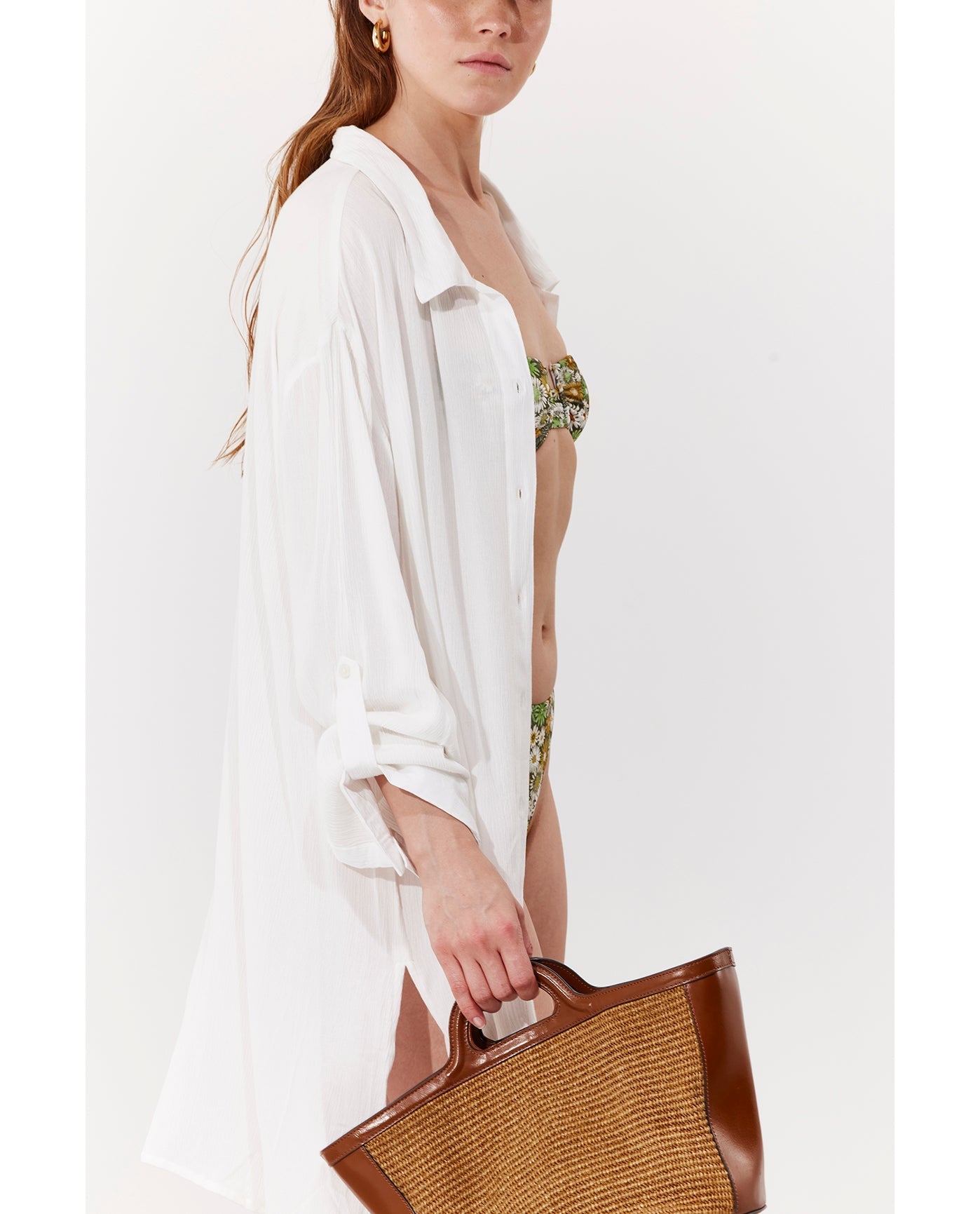 Solena Crêpe Shirt Dress Cover-Up | White
