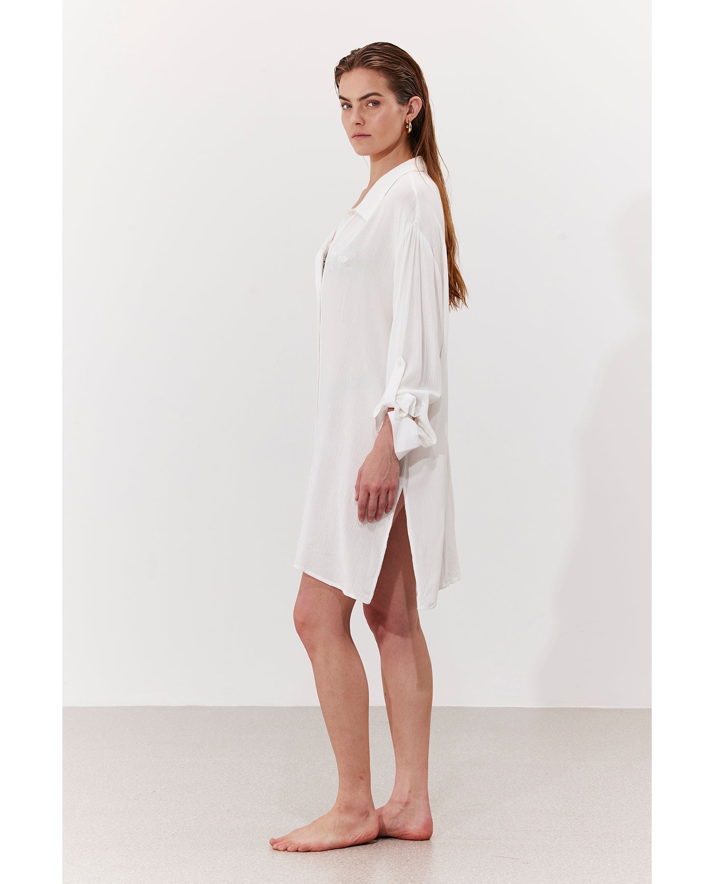 Solena Crêpe Shirt Dress Cover-Up | White