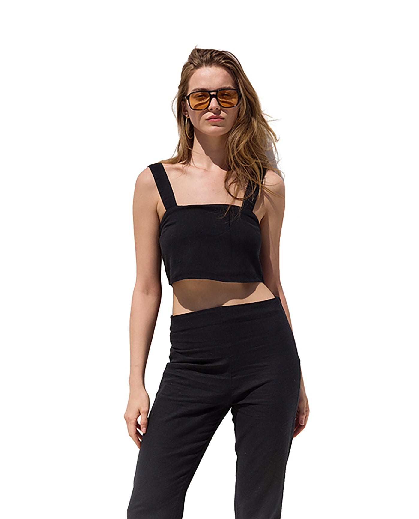 Terra Square Neck Crop Top Cover-Up | Black