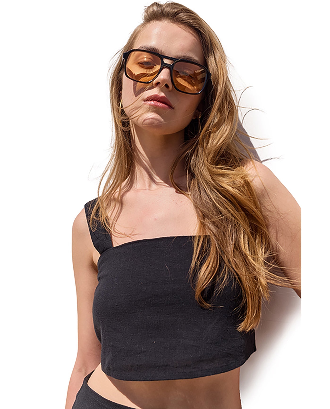 Terra Square Neck Crop Top Cover-Up | Black