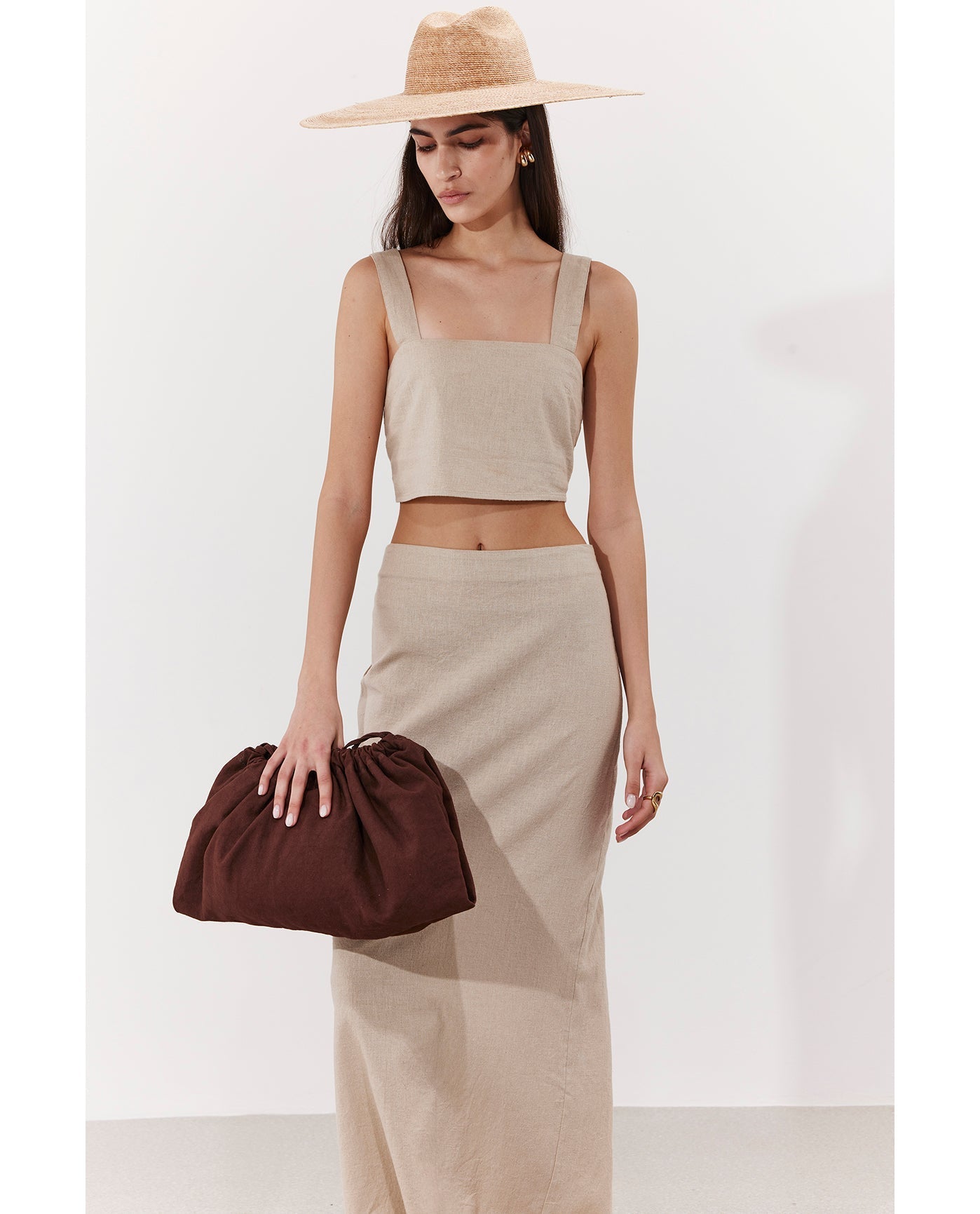 Terra Square Neck Crop Top Cover-Up | Natural