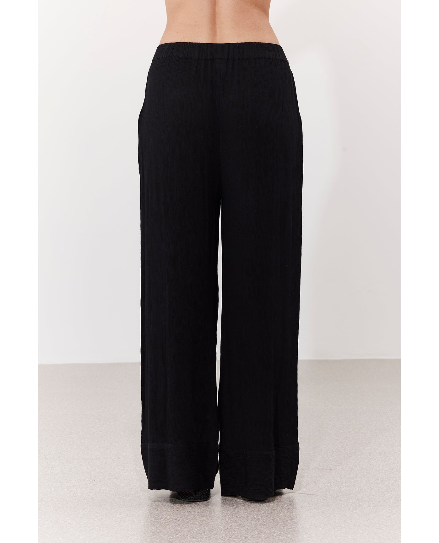 Solena Crêpe Wide Leg Beach Pant Cover-Up | Black