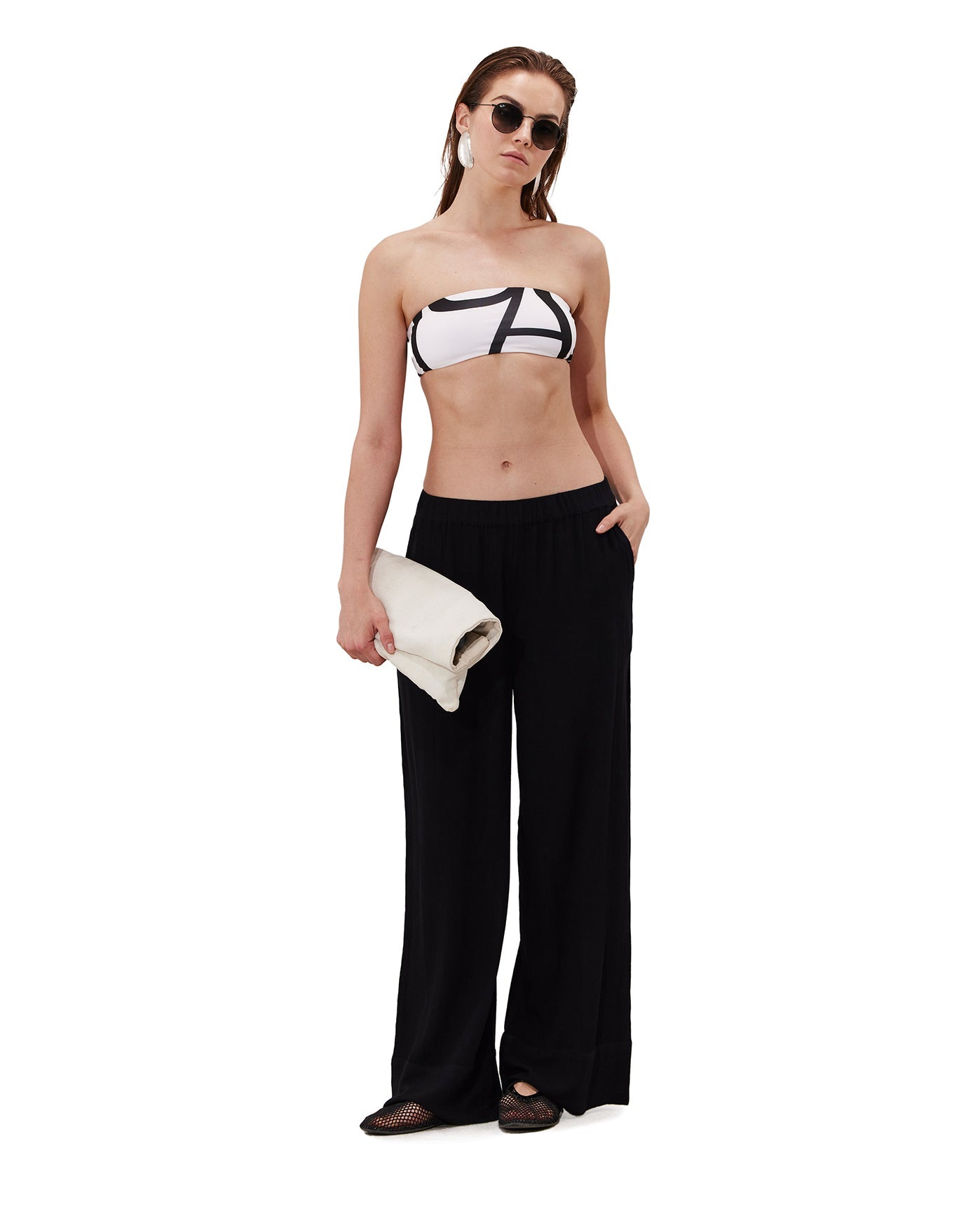 Solena Crêpe Wide Leg Beach Pant Cover-Up | Black