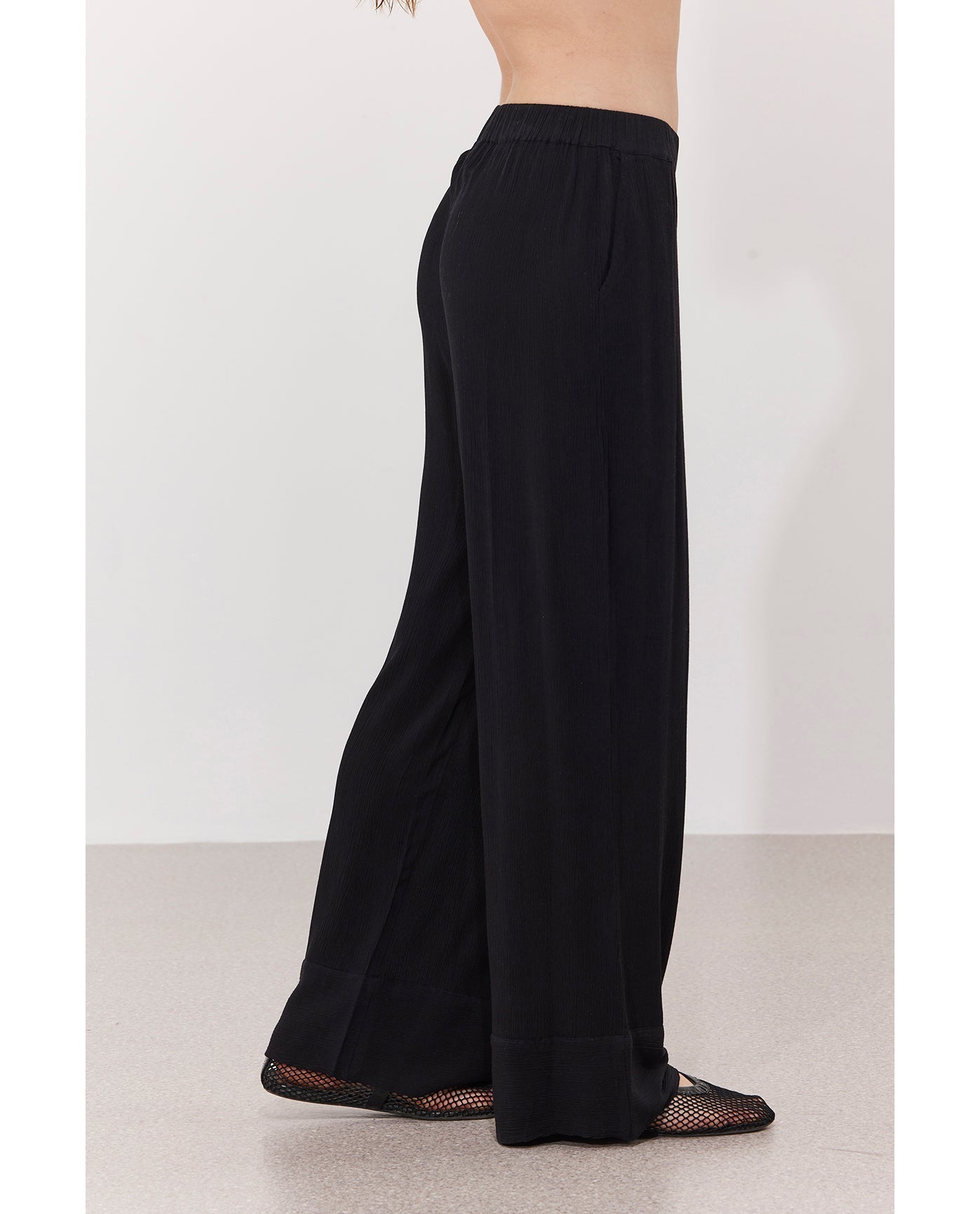 Solena Crêpe Wide Leg Beach Pant Cover-Up | Black