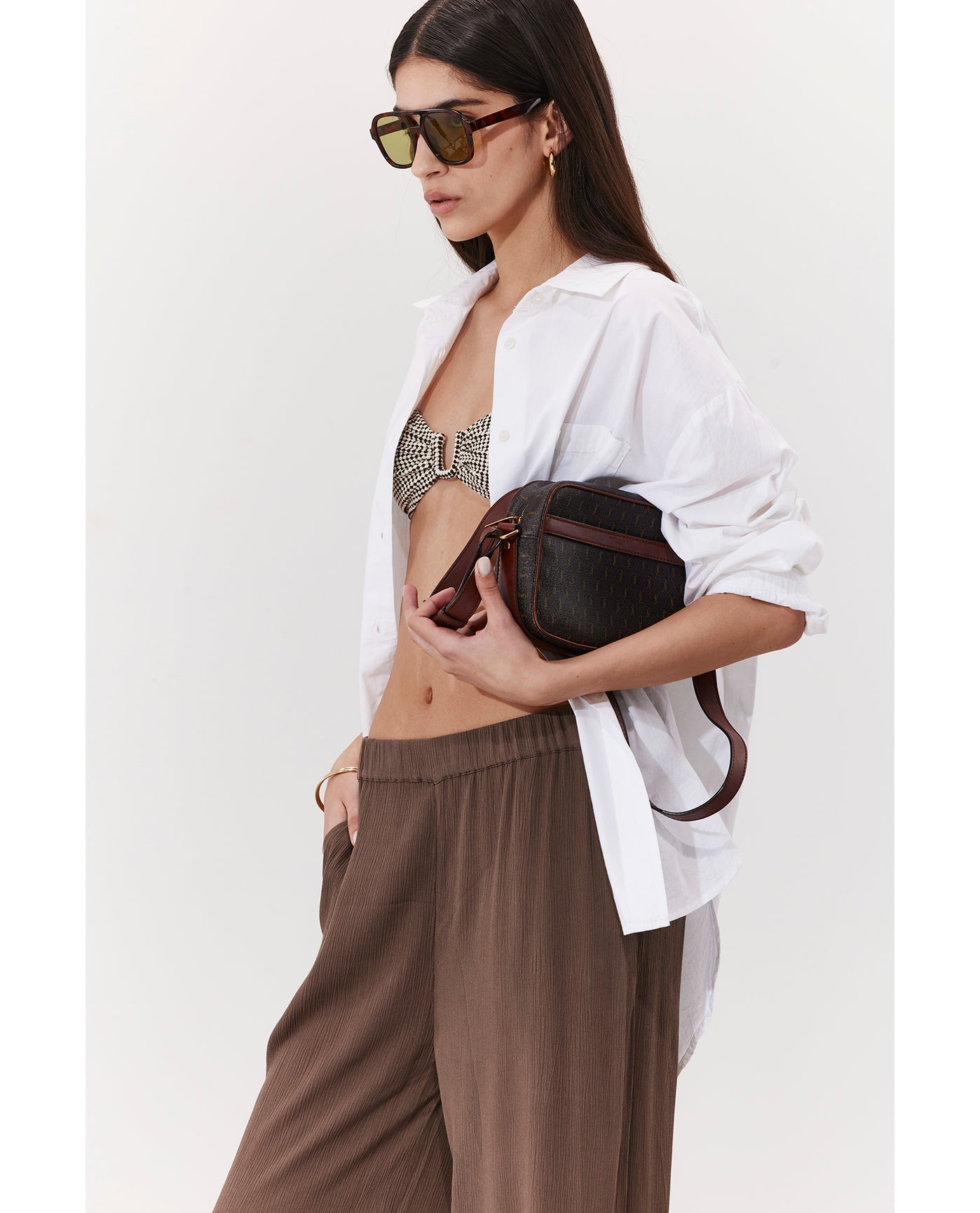 Solena Crêpe Wide Leg Beach Pant Cover-Up | Khaki
