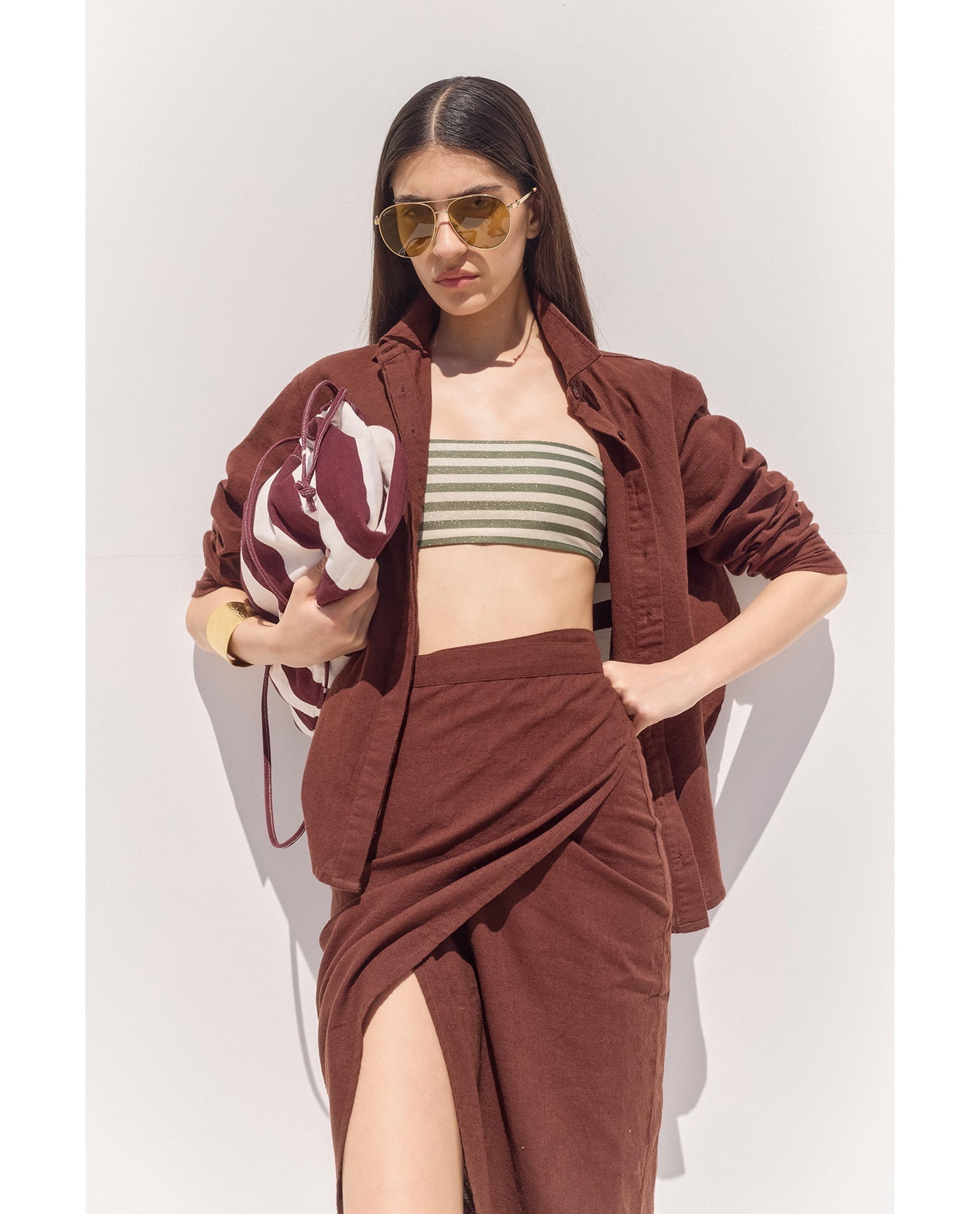 Terra Sarong Style Wrap Skirt Cover-Up | Brown
