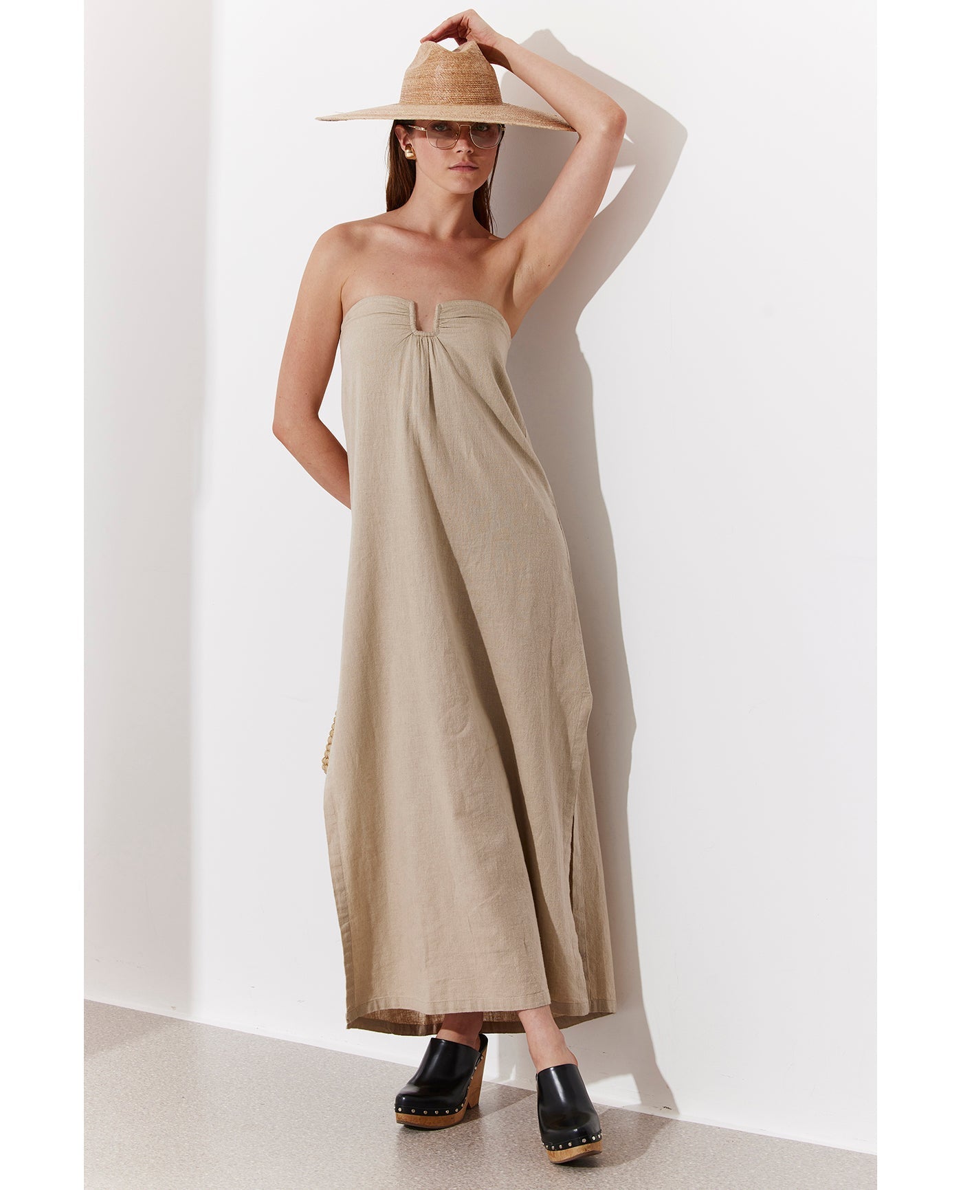 Terra Bandeau U Wire Midi Dress Cover-Up | Natural