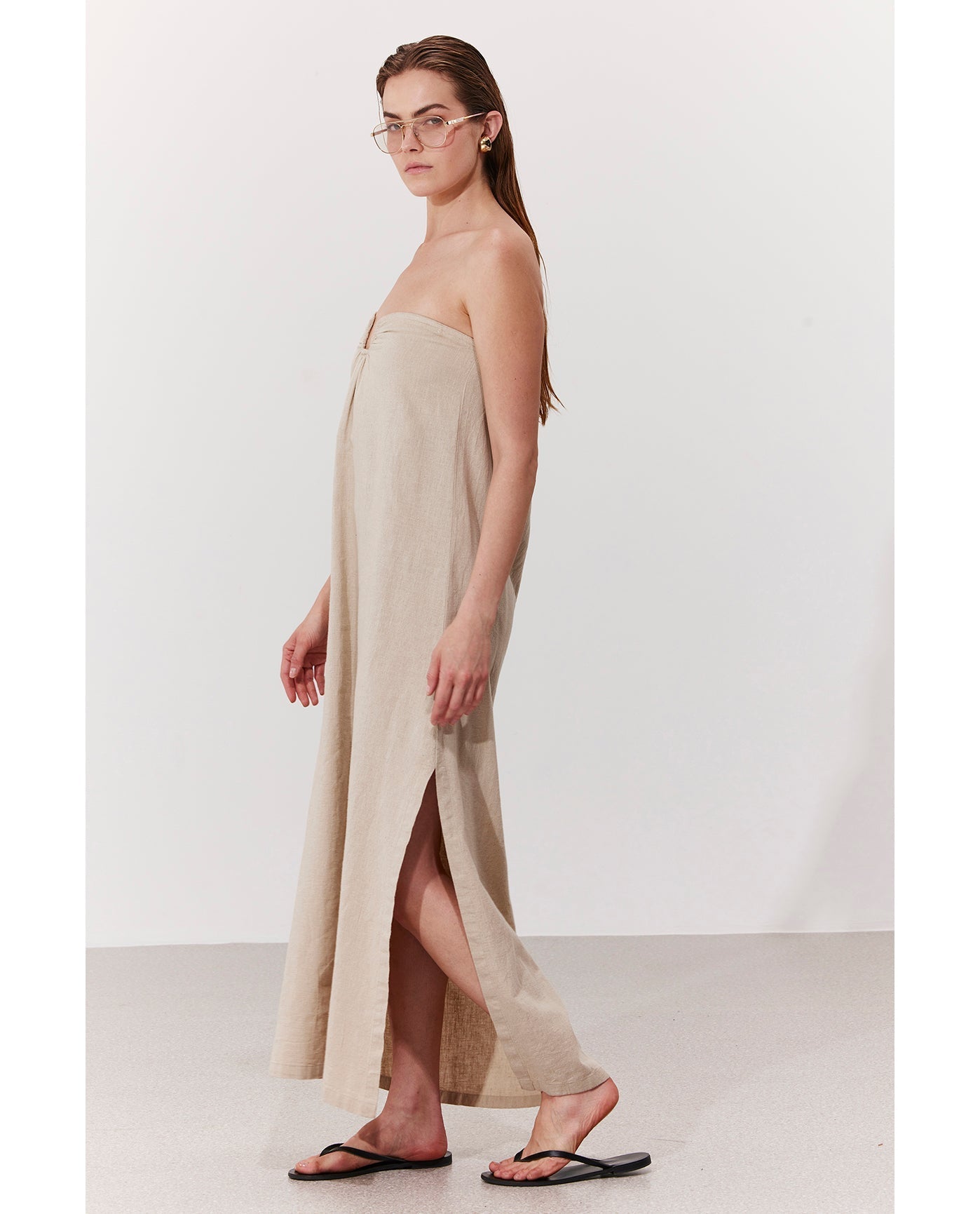 Terra Bandeau U Wire Midi Dress Cover-Up | Natural