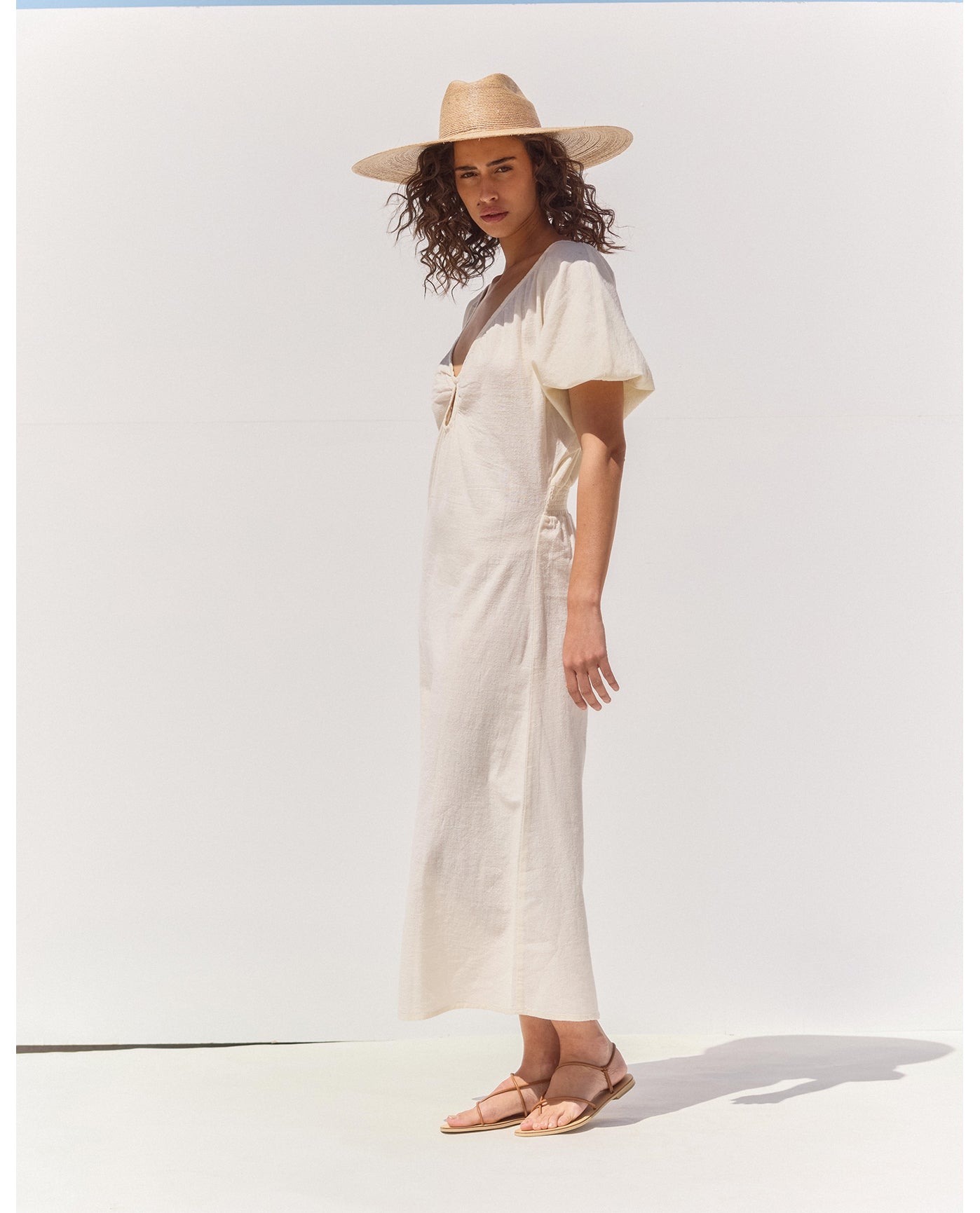 Terra Puff Sleeve Midi Dress Cover-Up | Cream