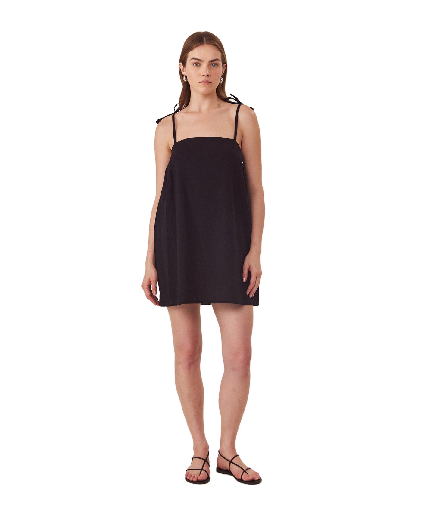 Terra Square Neck Mini Dress Cover-Up | Black