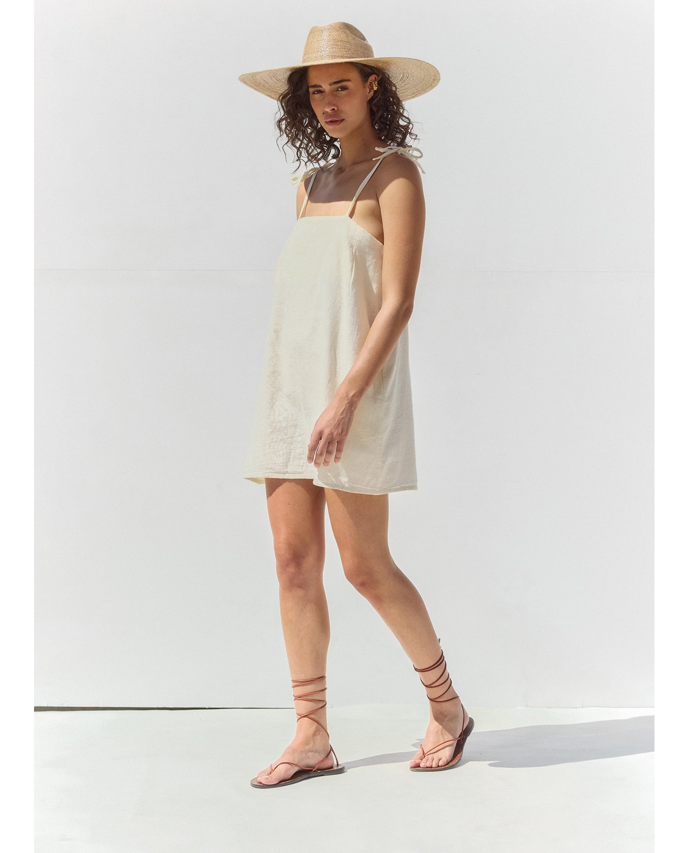 Terra Square Neck Mini Dress Cover-Up | Cream