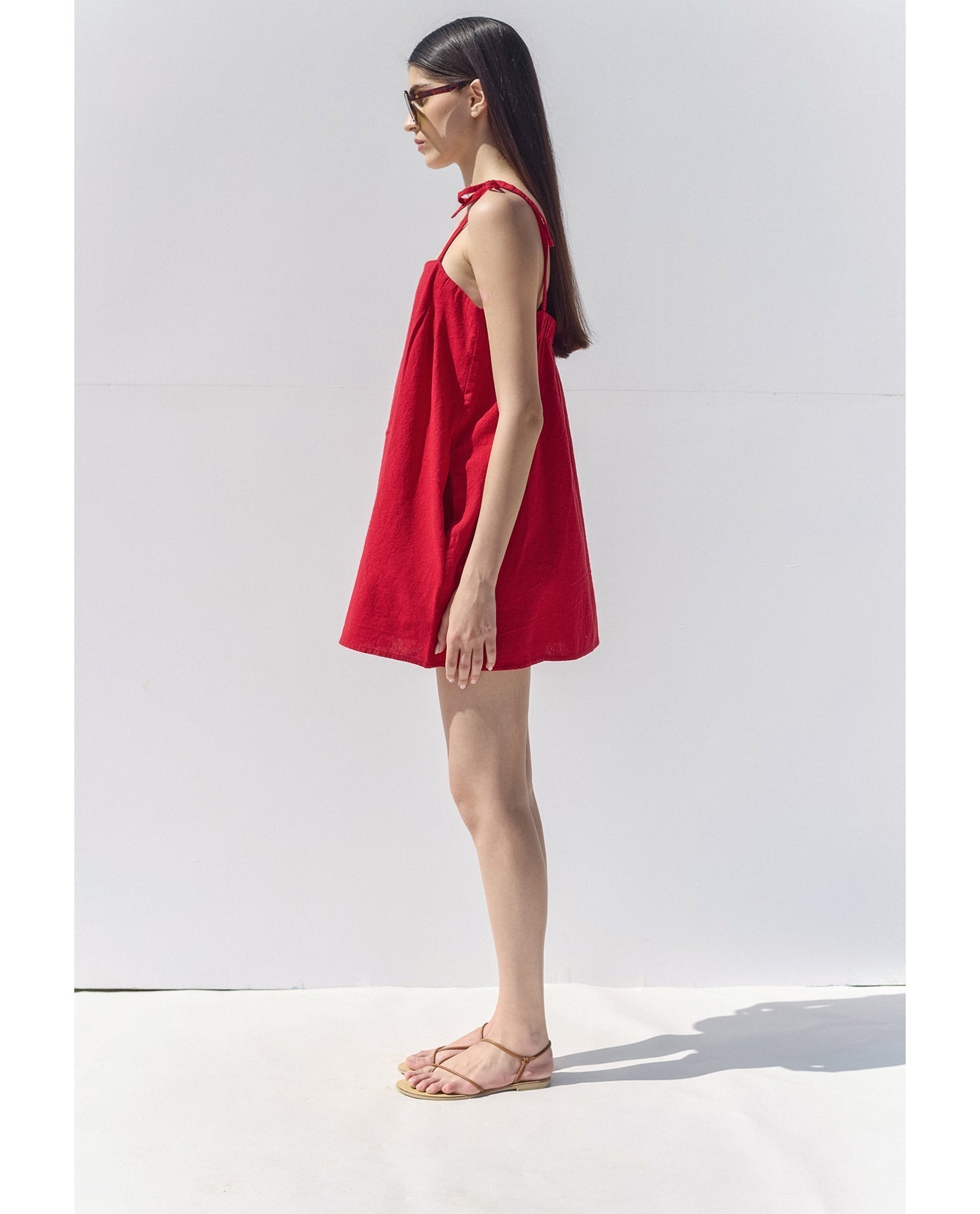 Terra Square Neck Mini Dress Cover-Up | Red