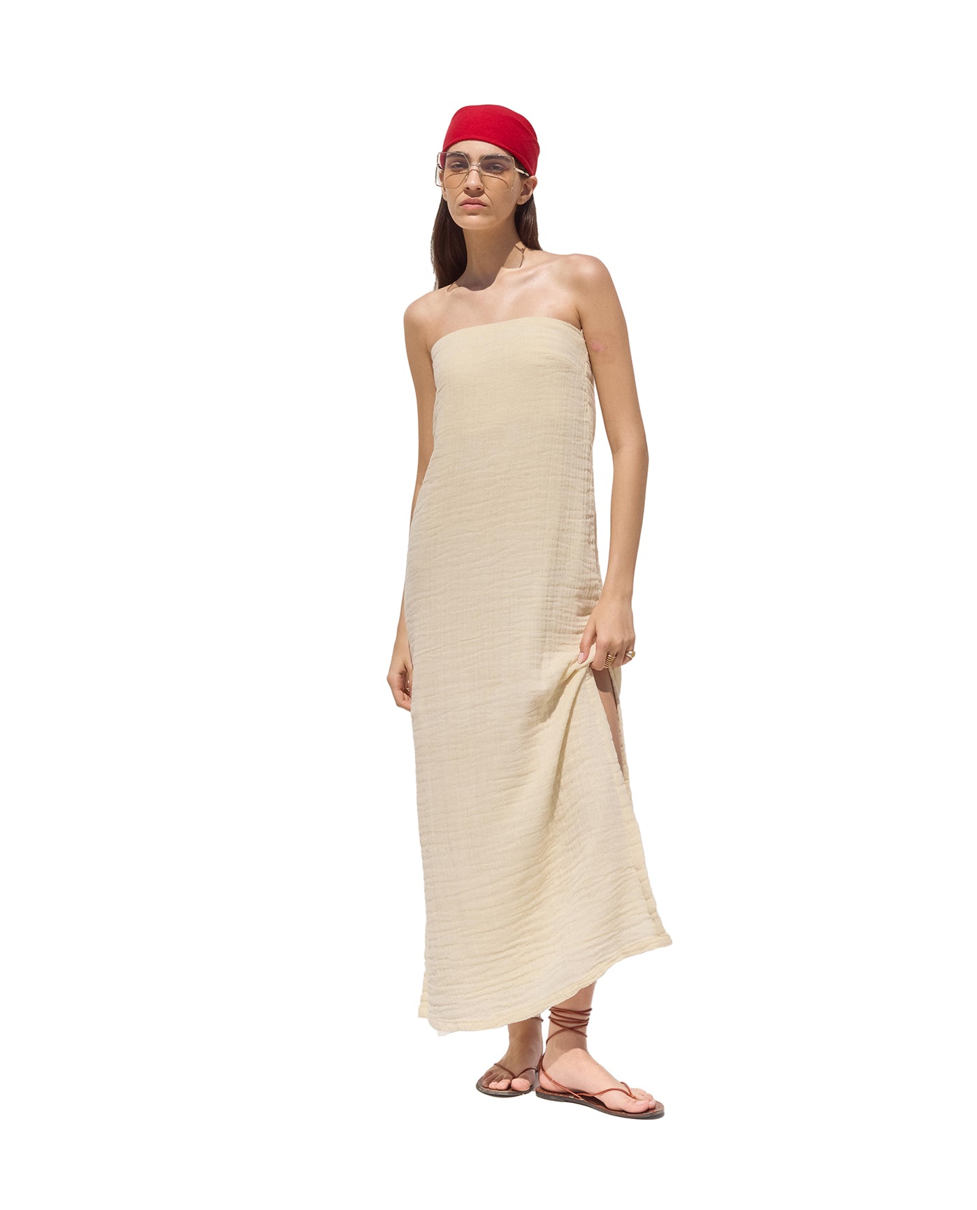 Gottex Beach Life Cloudshore Bandeau Midi Dress Cover-Up-Natural
