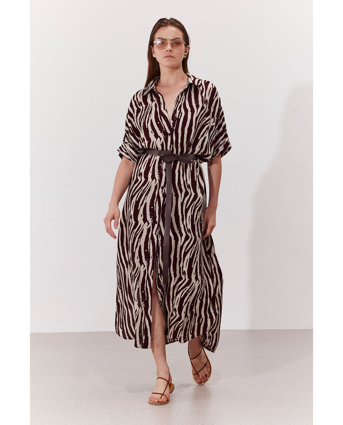 Solena Printed Crêpe Oversized Shirt Dress Cover-Up | solena-safari