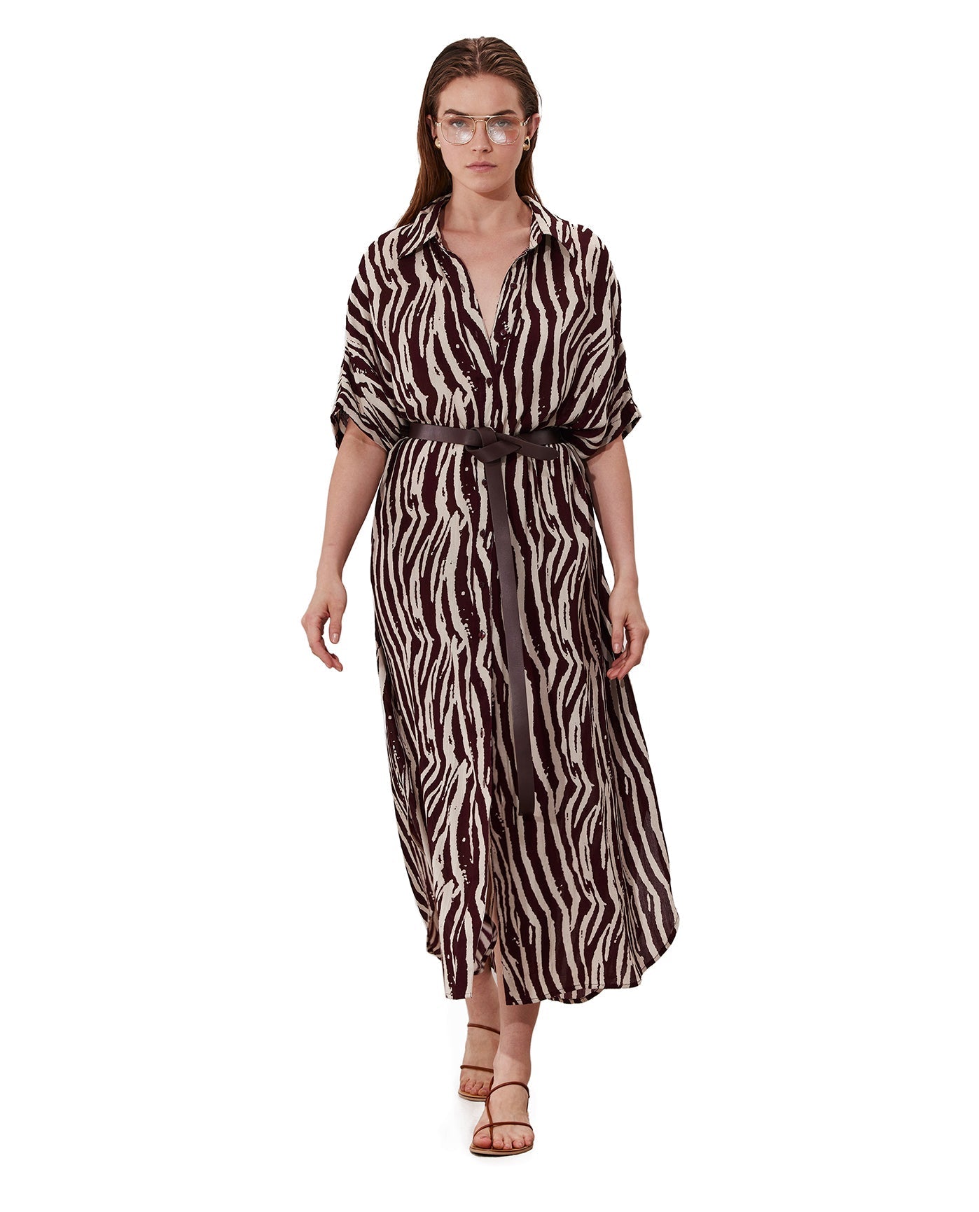 Solena Printed Crêpe Oversized Shirt Dress Cover-Up | solena-safari