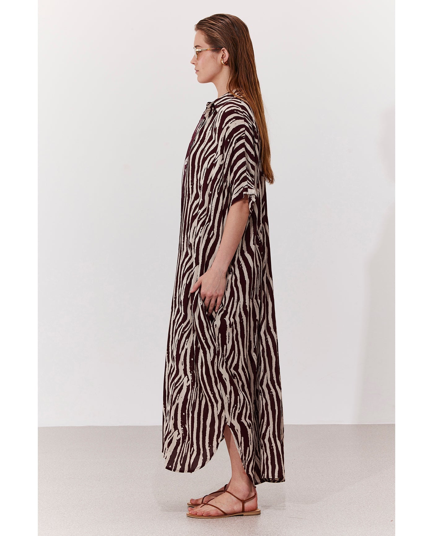 Solena Printed Crêpe Oversized Shirt Dress Cover-Up | solena-safari