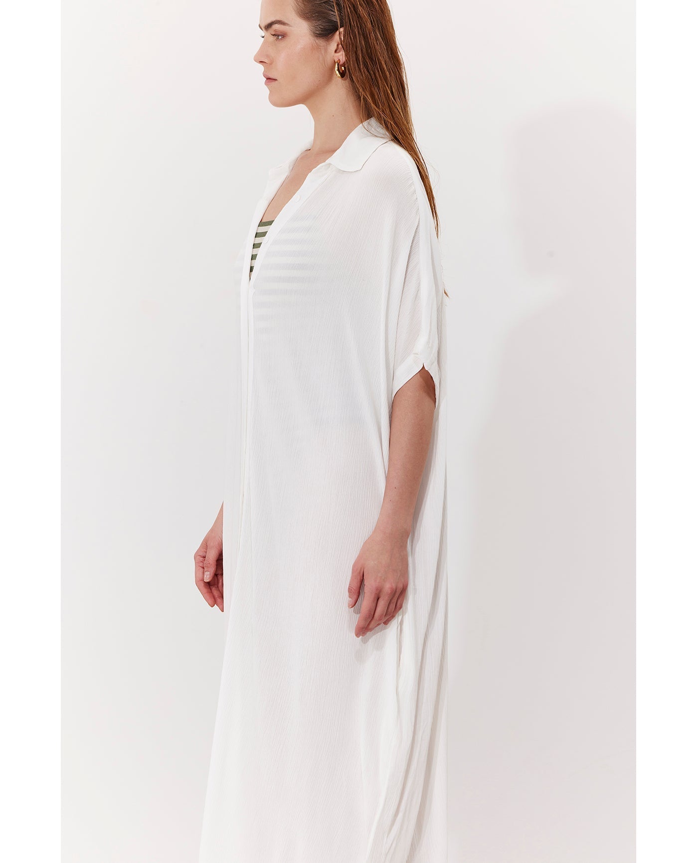 Solena Crêpe Oversized Shirt Dress Cover-Up | White