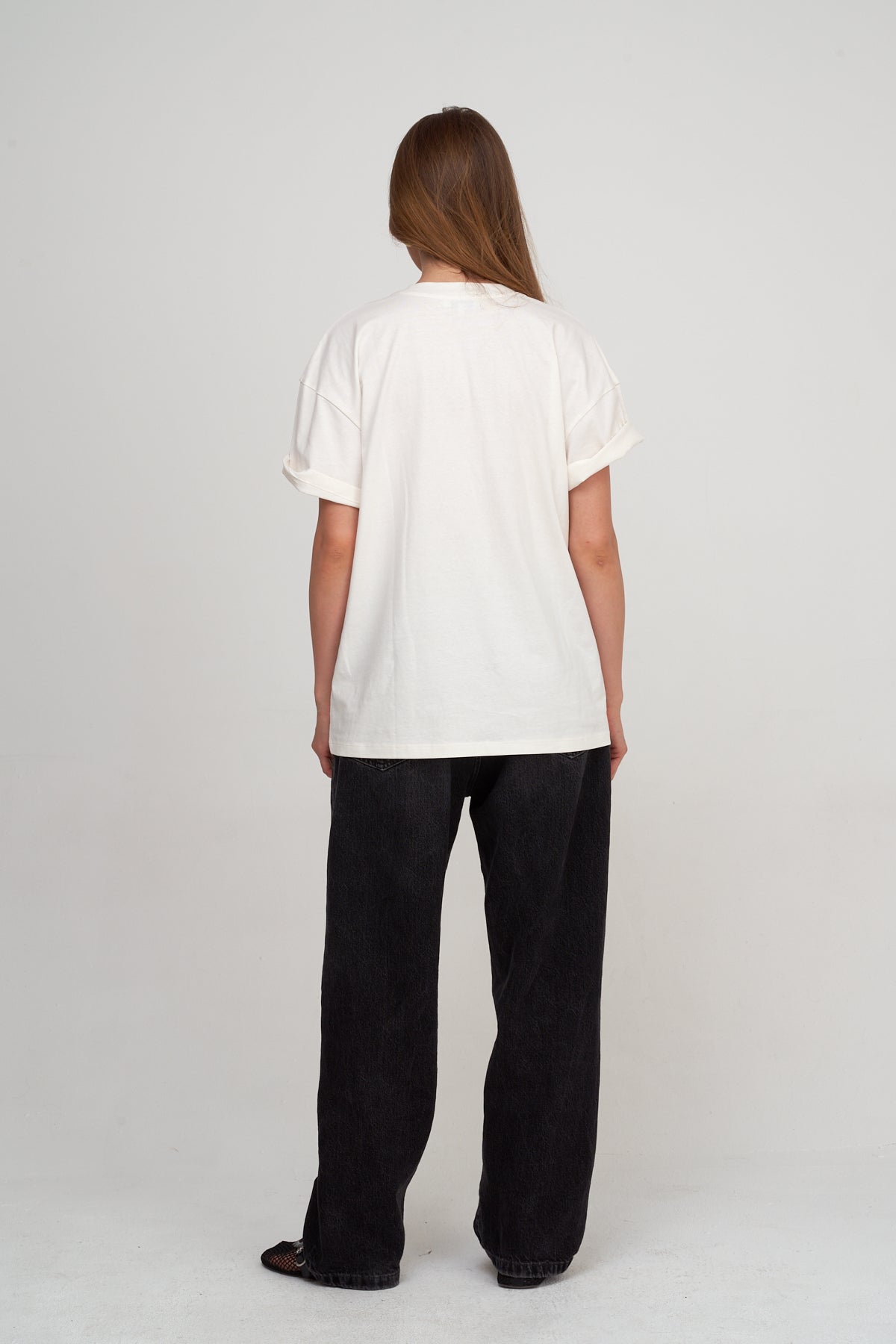 Oversized Short Sleeve Graphic Tee-Blk/ivory