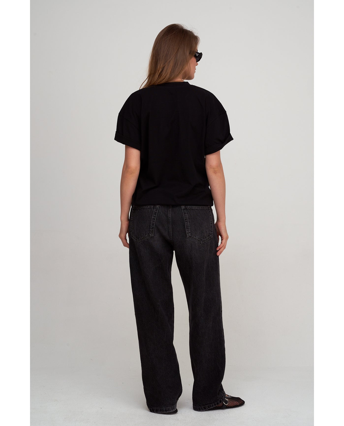 Oversized Short Sleeve Graphic Tee-Black