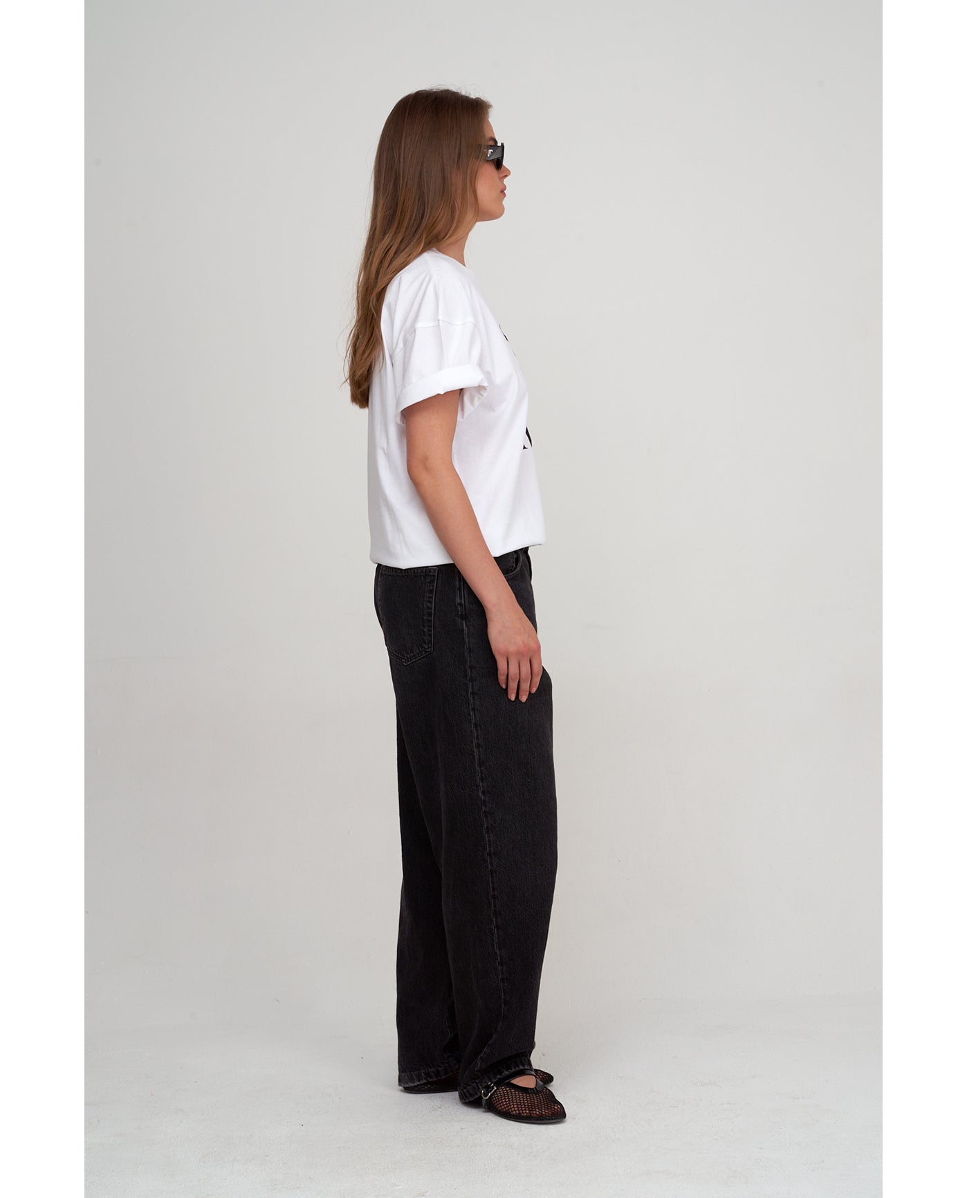 Oversized Short Sleeve Graphic Tee-Blk/wh
