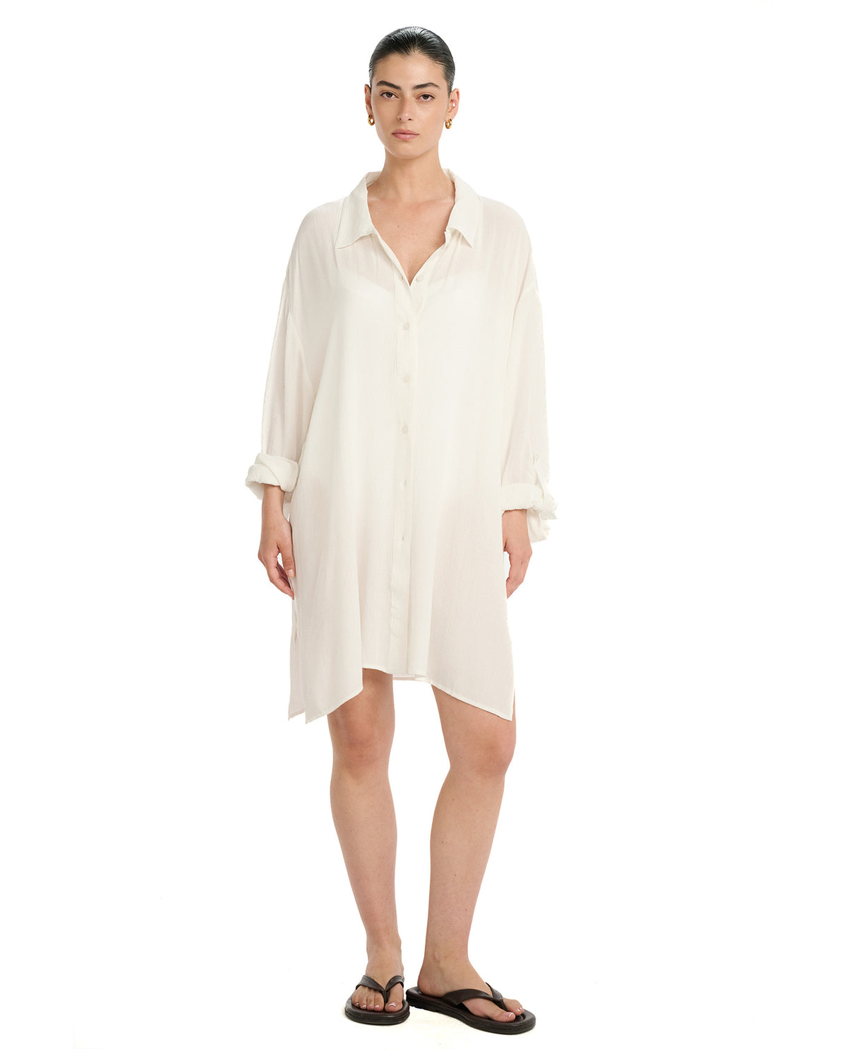 Resort Shirt Dress Cover-Up-White