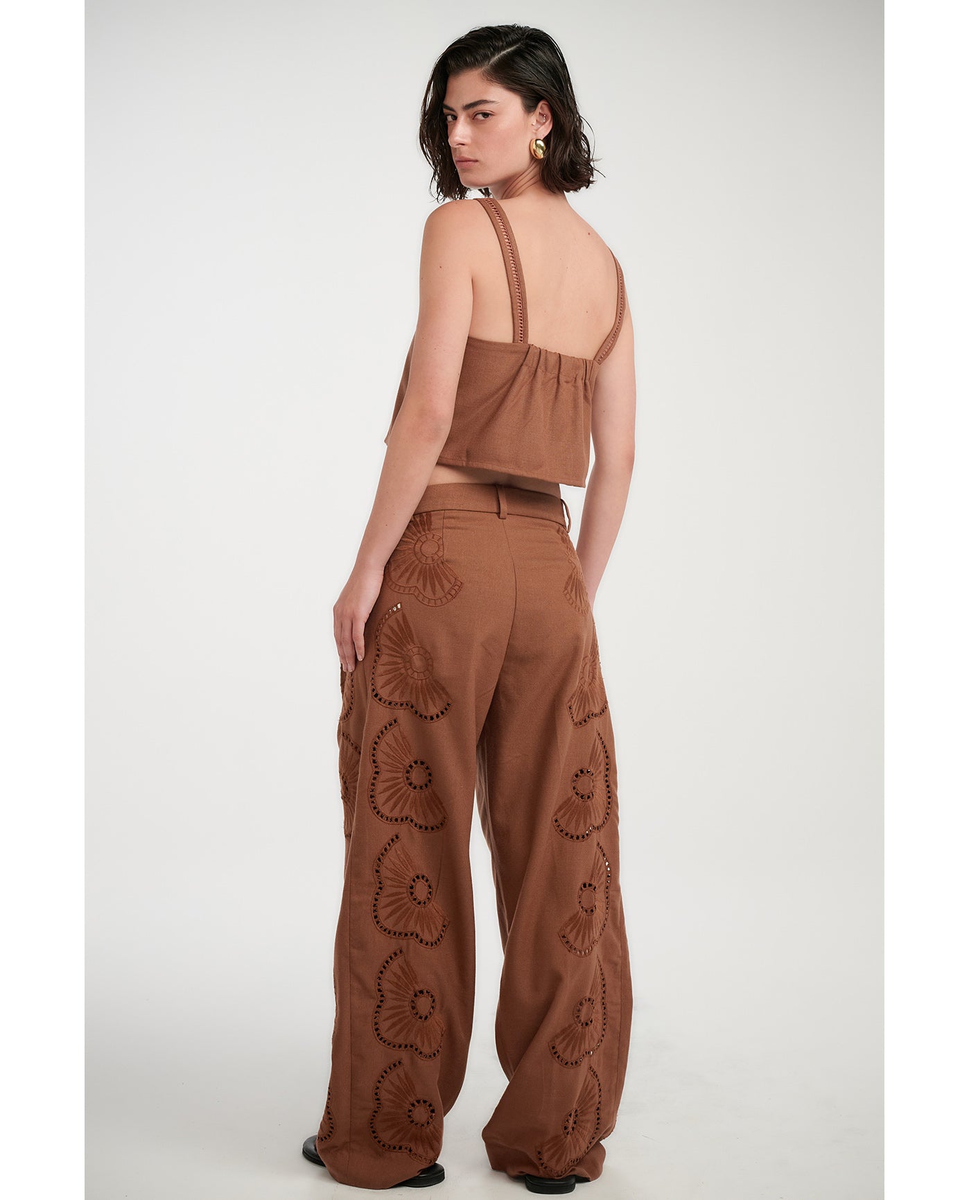Gottex Beach LifeResort Embroidered Crop Top Cover-Up-BrownCover Ups
