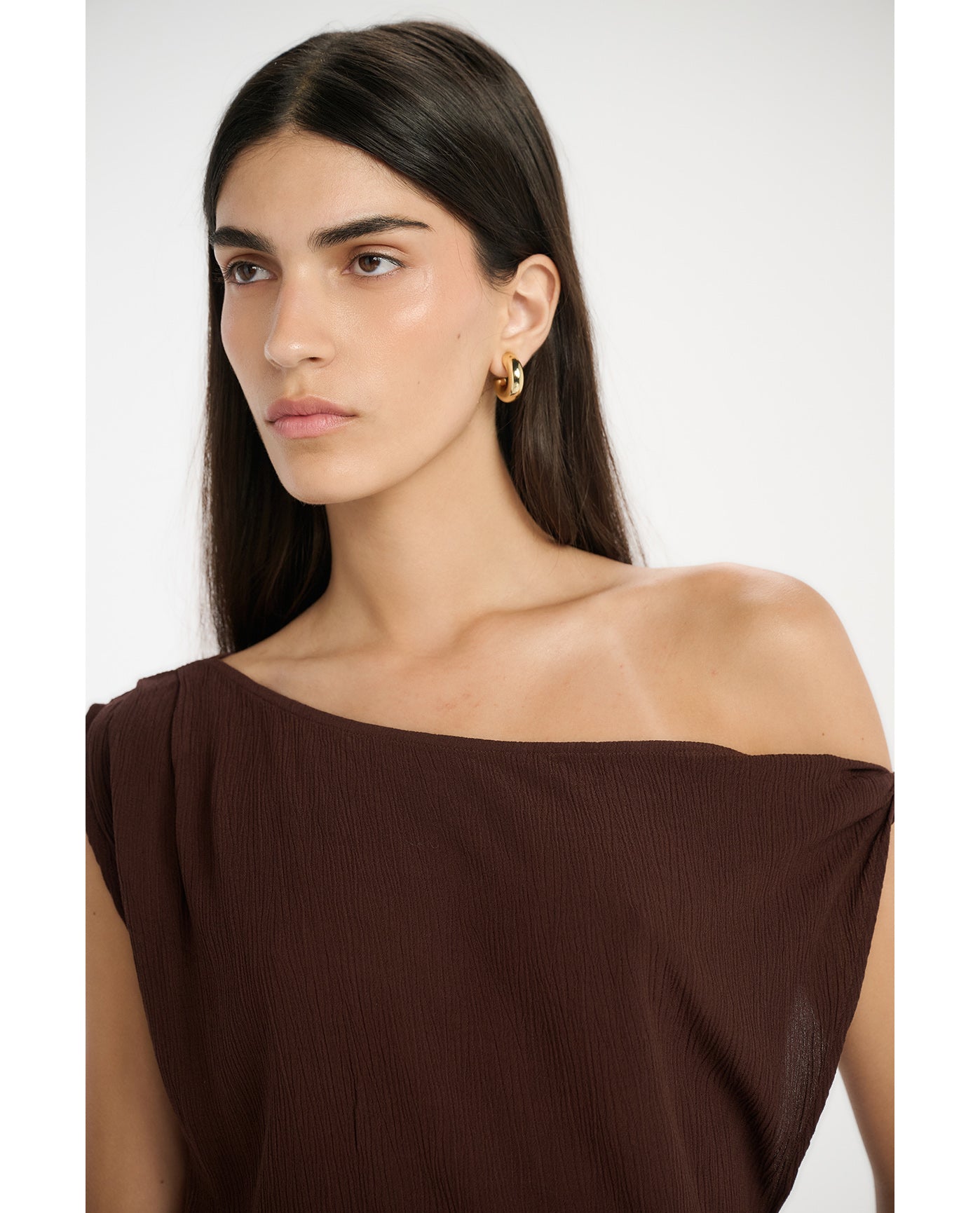 Resort One Shoulder Twist Top Cover-Up-Brown
