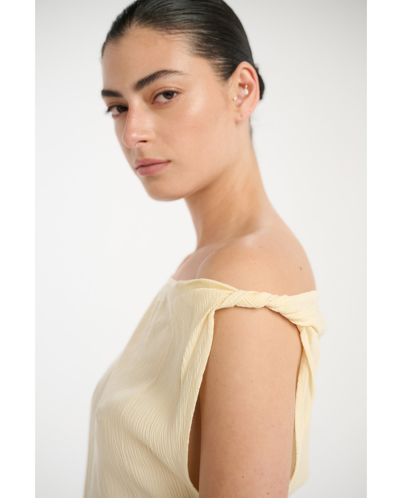 Resort One Shoulder Twist Top Cover-Up-Light-Yellow