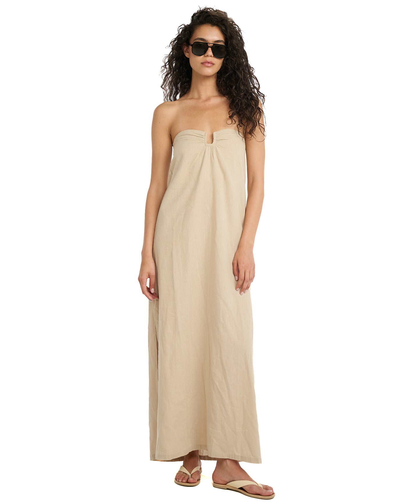 Resort Coastal U Wire Maxi Dress Cover-Up-Natural