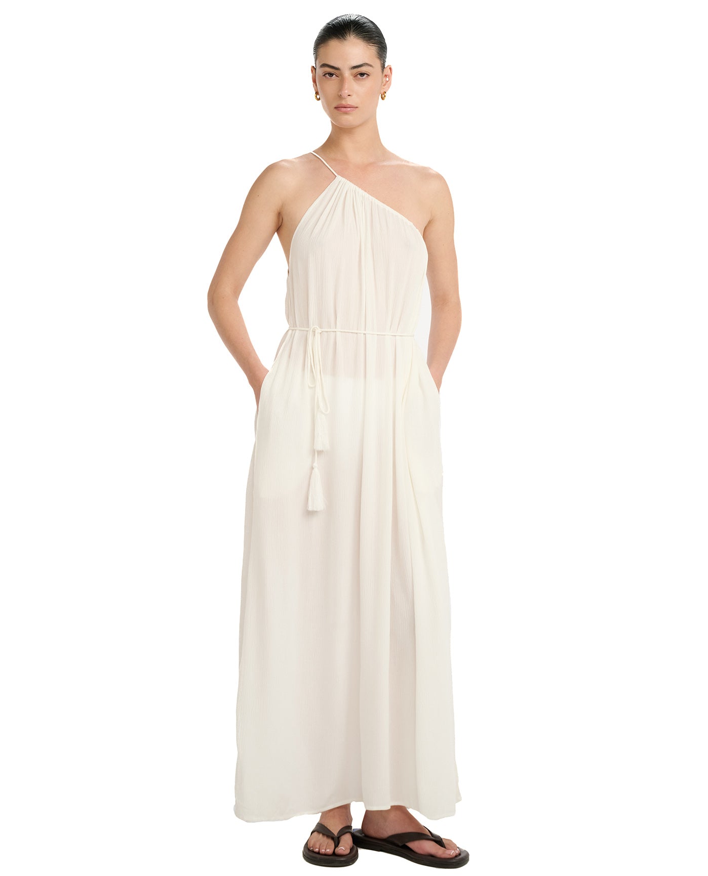 maxi dress cover up swimwear Resort One Shoulder Cover-Up-White Closure_Pullover Fabric composition Antioxidant Salad Dressing Size:F