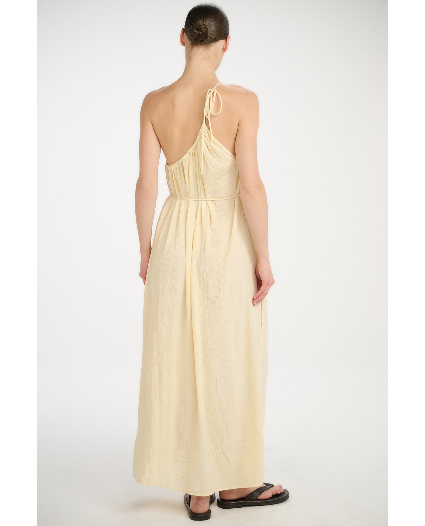 Resort One Shoulder Maxi Dress Cover-Up-Light Yellow