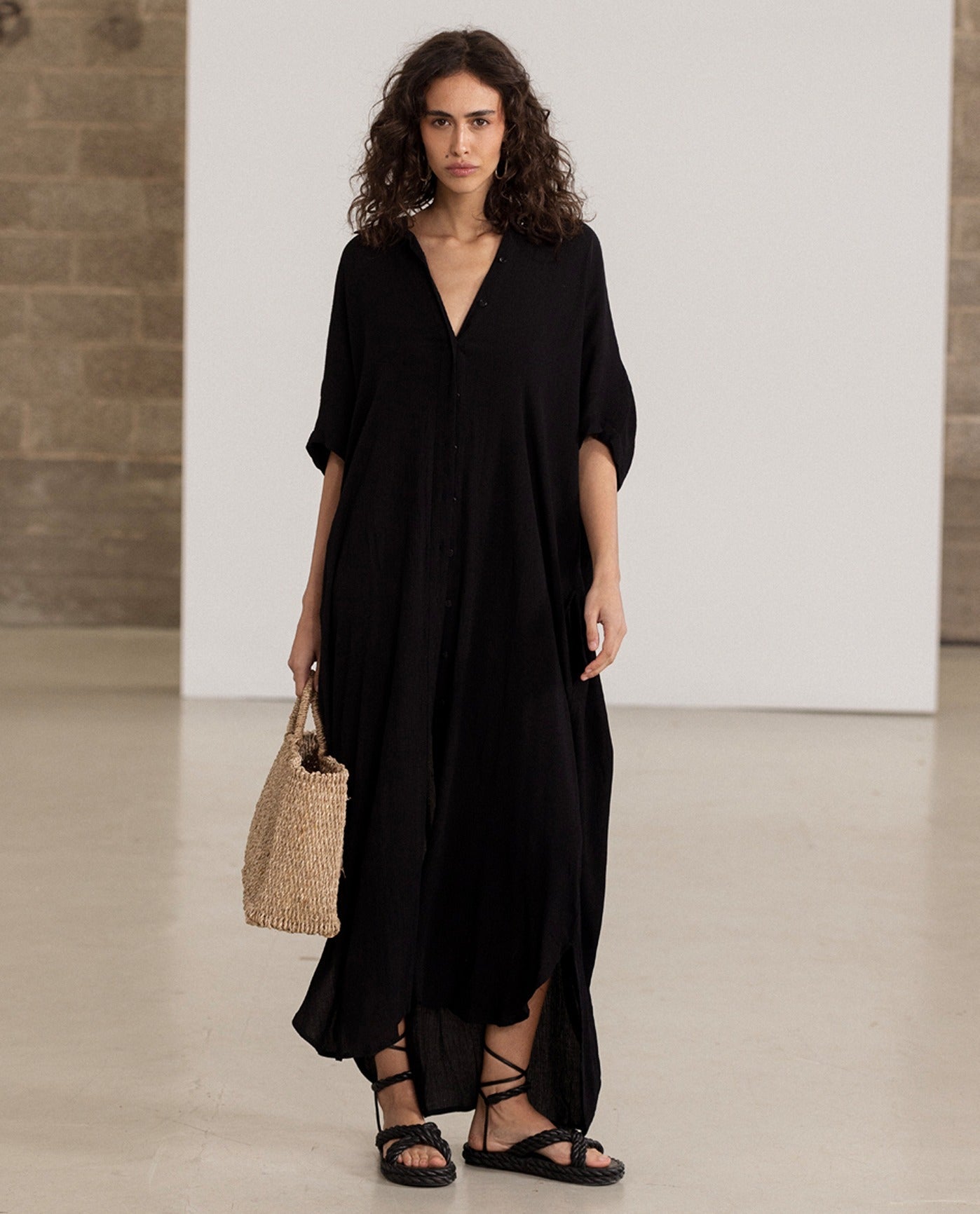 Gottex Beach Life Full Button Kaftan | Gottex Beach Life Black