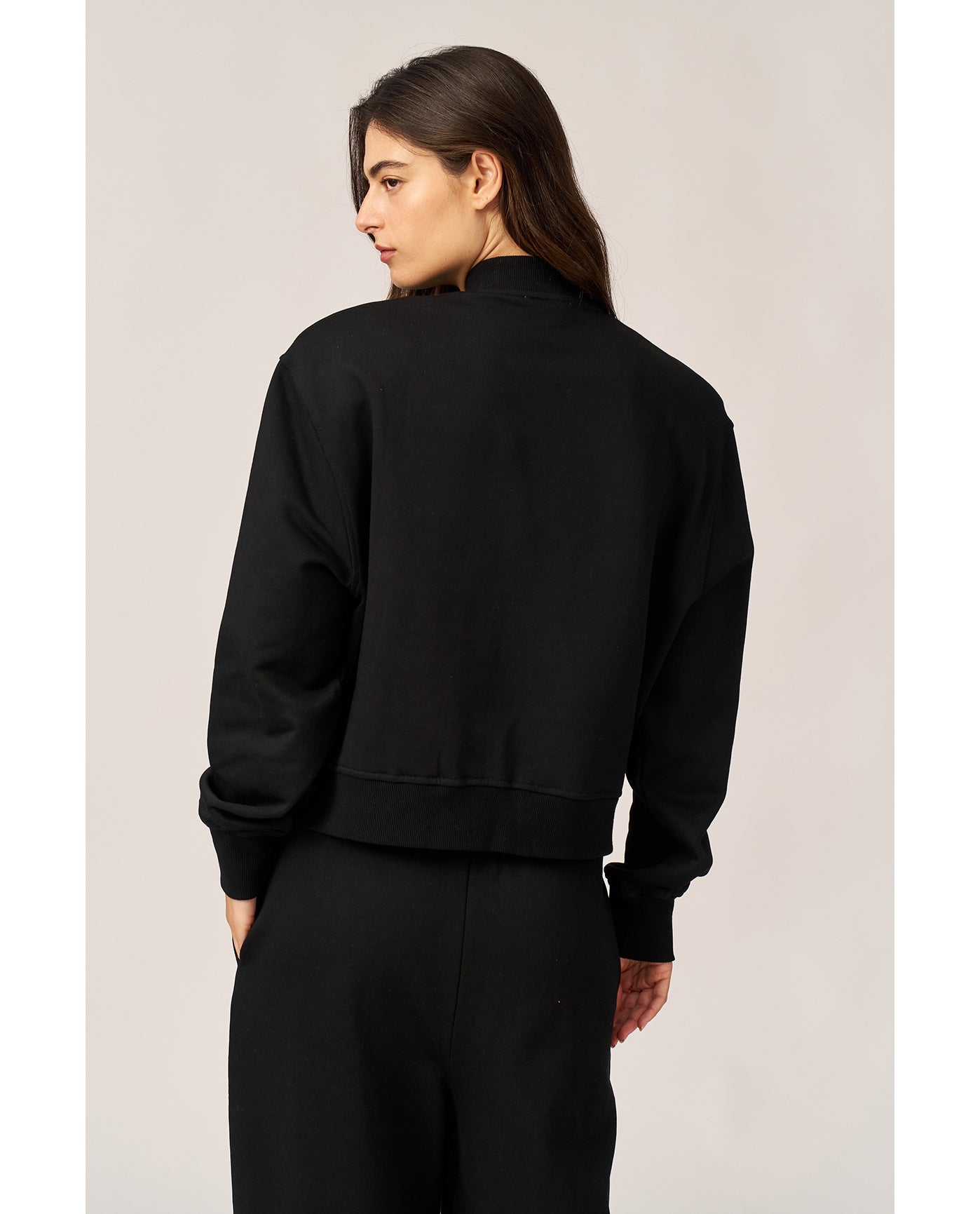 Cozy Coast Airport Bomber Sweatshirt-Black