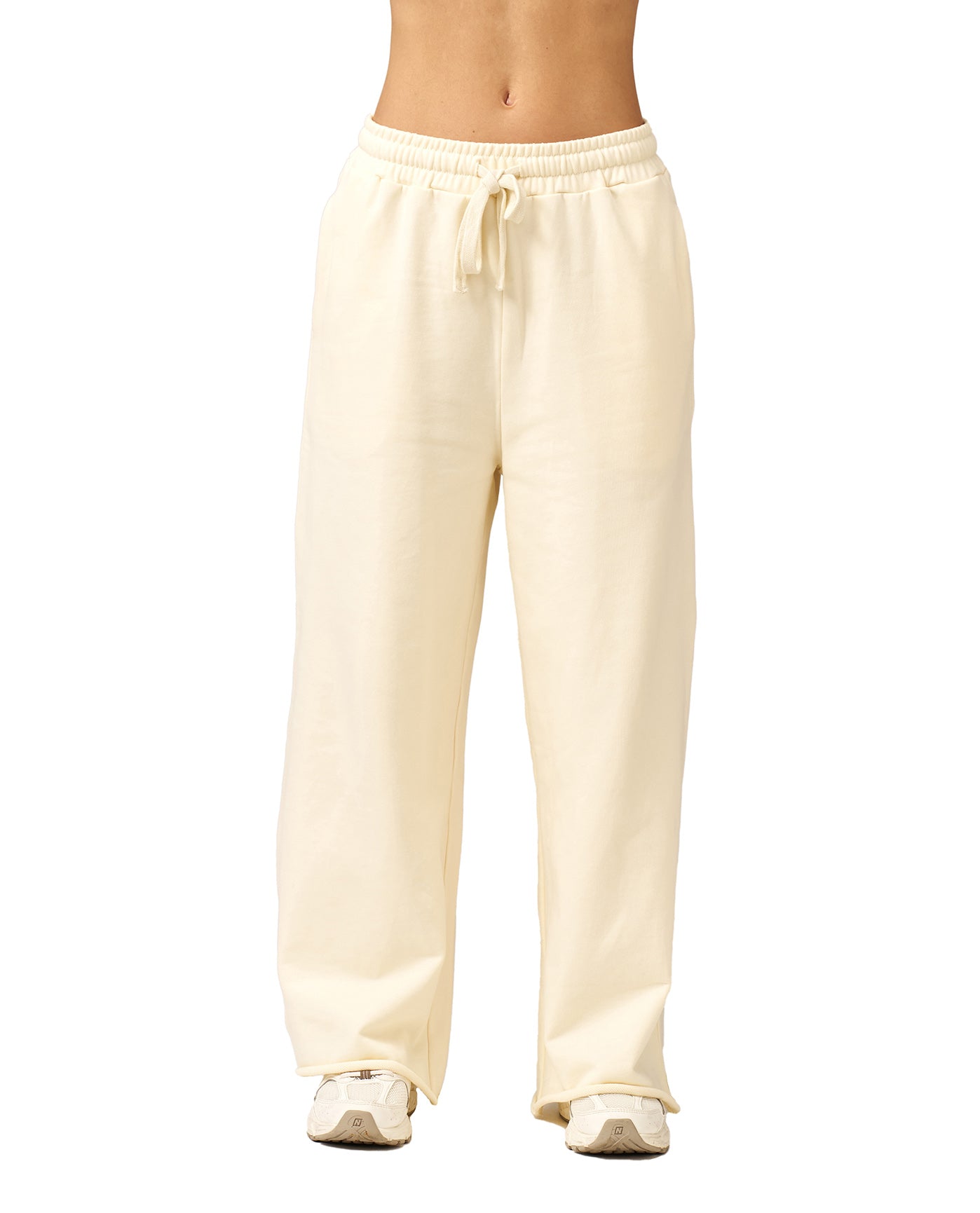 Cozy Coast Airport Wide Leg Sweatpants-Cream