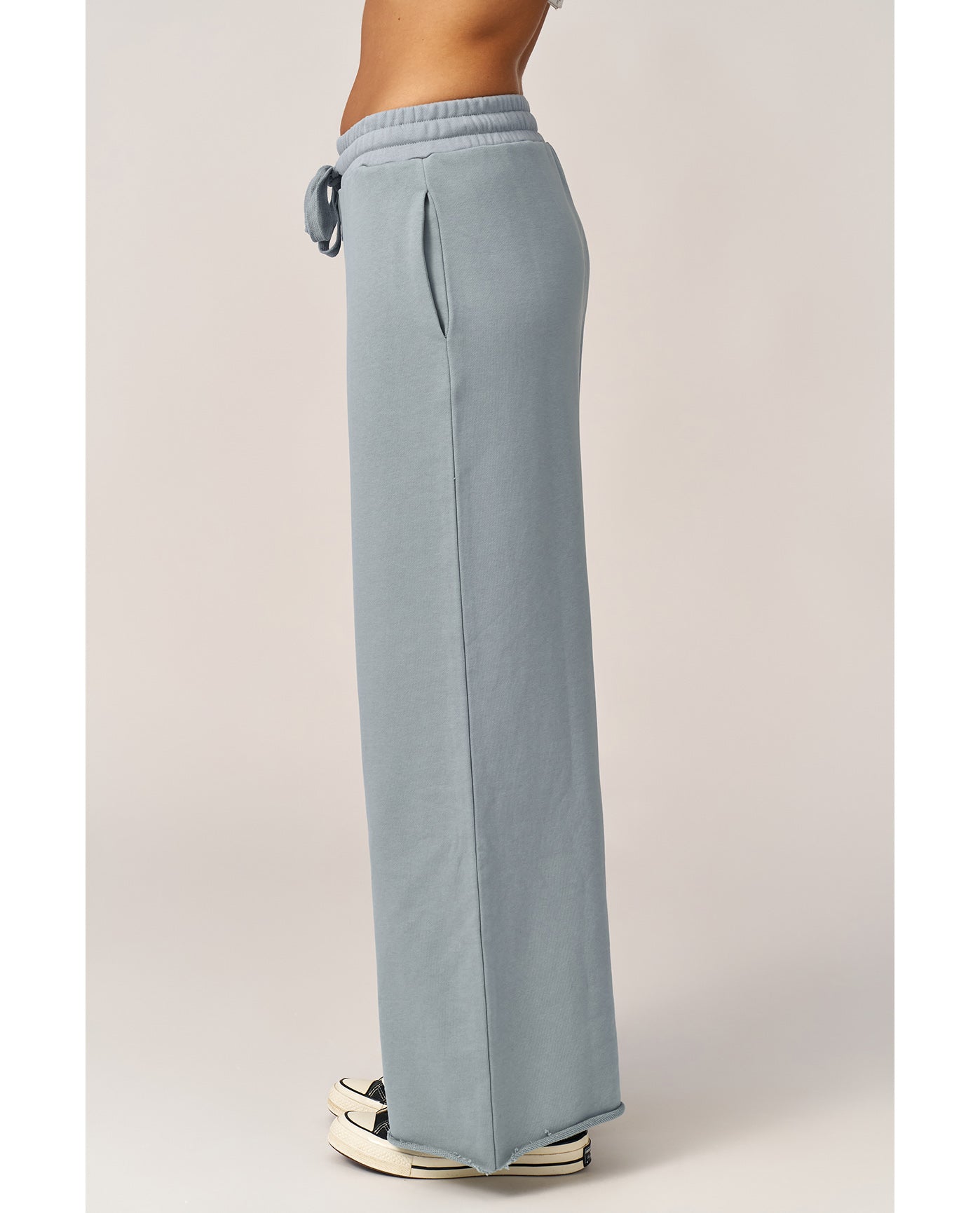 Cozy Coast Airport Wide Leg Sweatpants-Light blue
