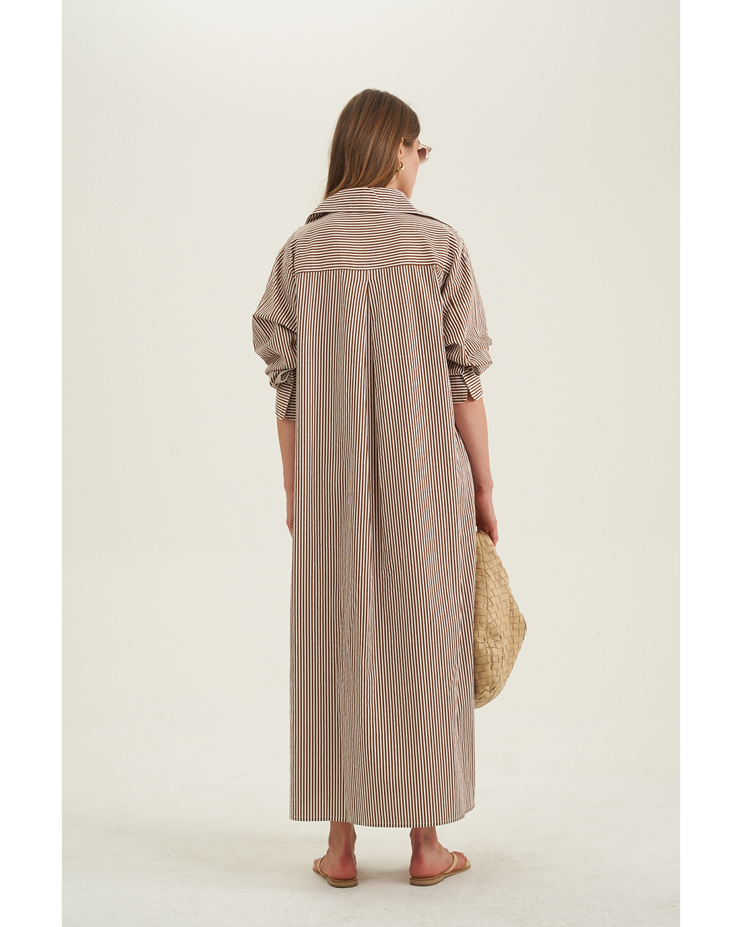 Back View Of Cotton Shirt Dress | Brown