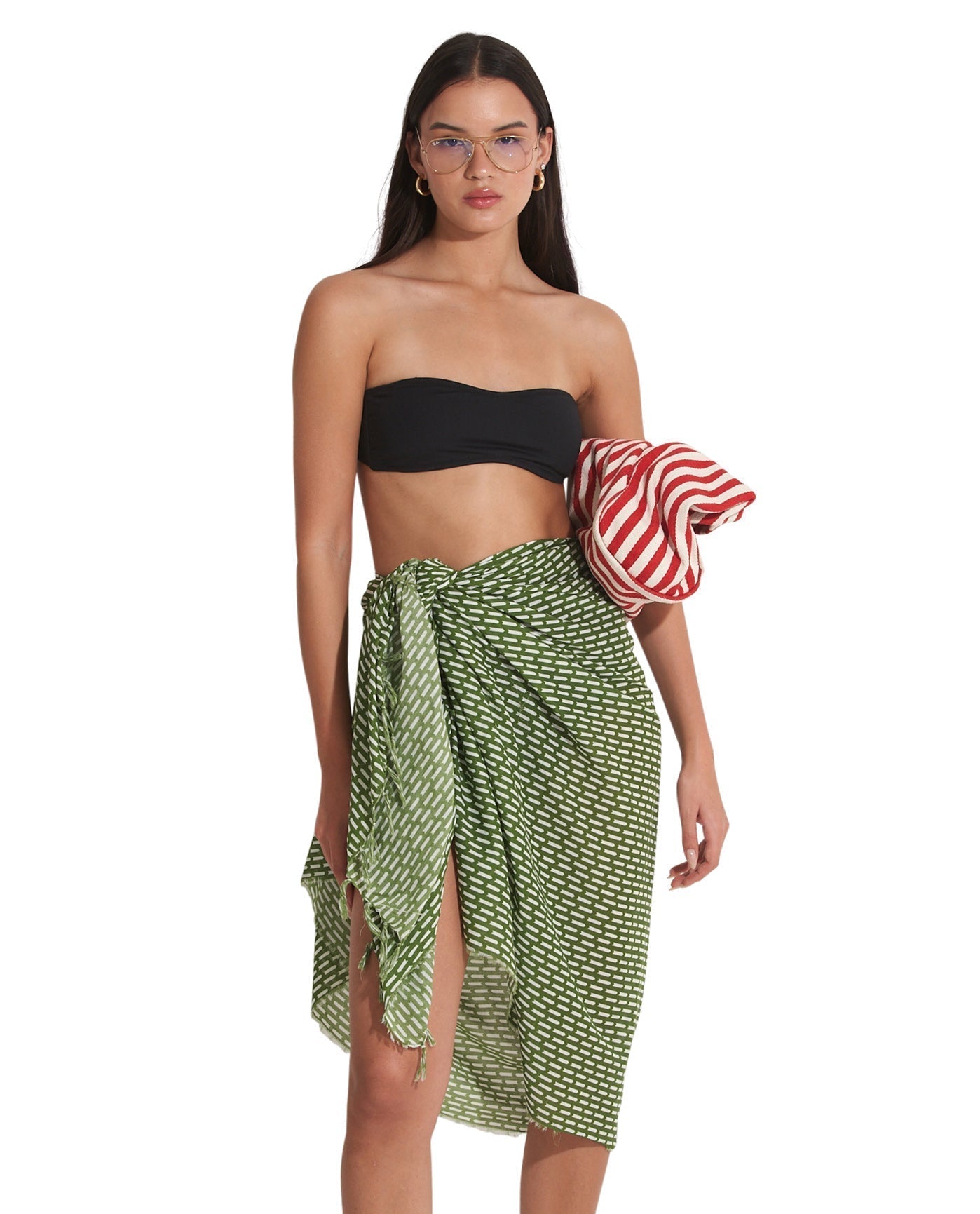 Front View Of Gottex Beach Life Tetris Cover Up Sarong Wrap Skirt