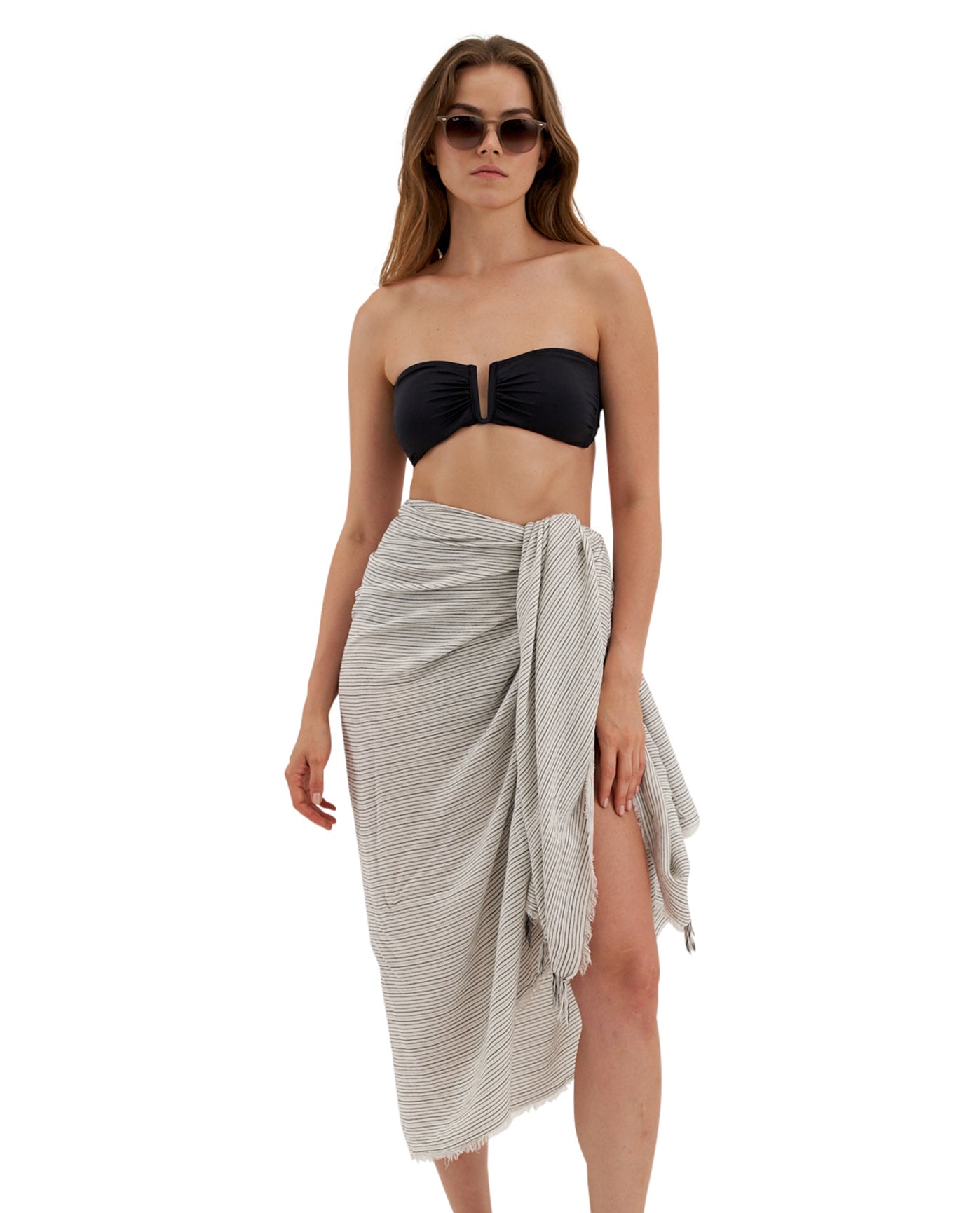 Front View Of Gottex Beach Life Ocean Cover Up Sarong Wrap Skirt