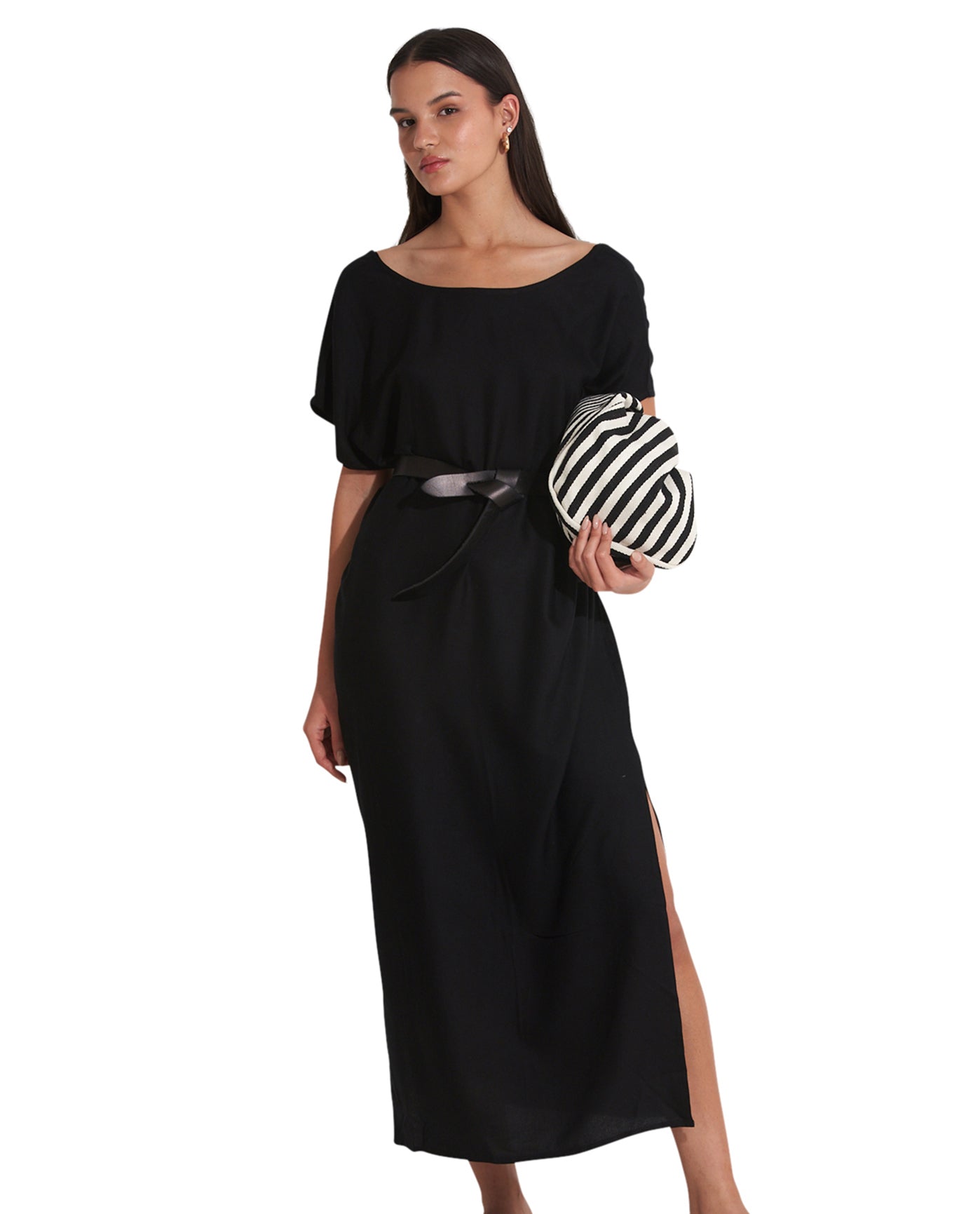 Front View Of Gottex Beach Life Talya Open Back Cover Up Kaftan | Black